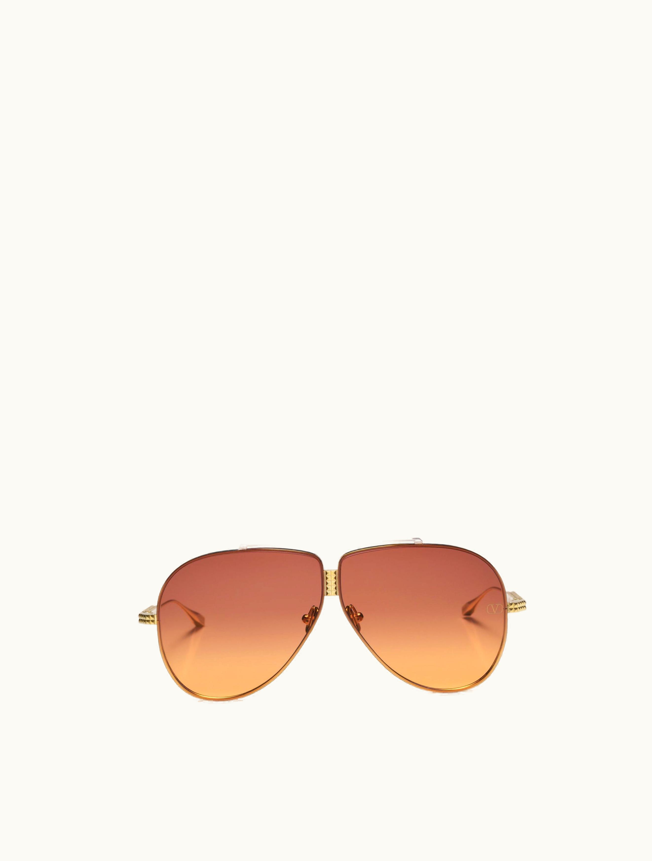 Valentino Valentino XVI - Pilot Titanium Stud Frame In Gold / ​violet To Orange Gradient