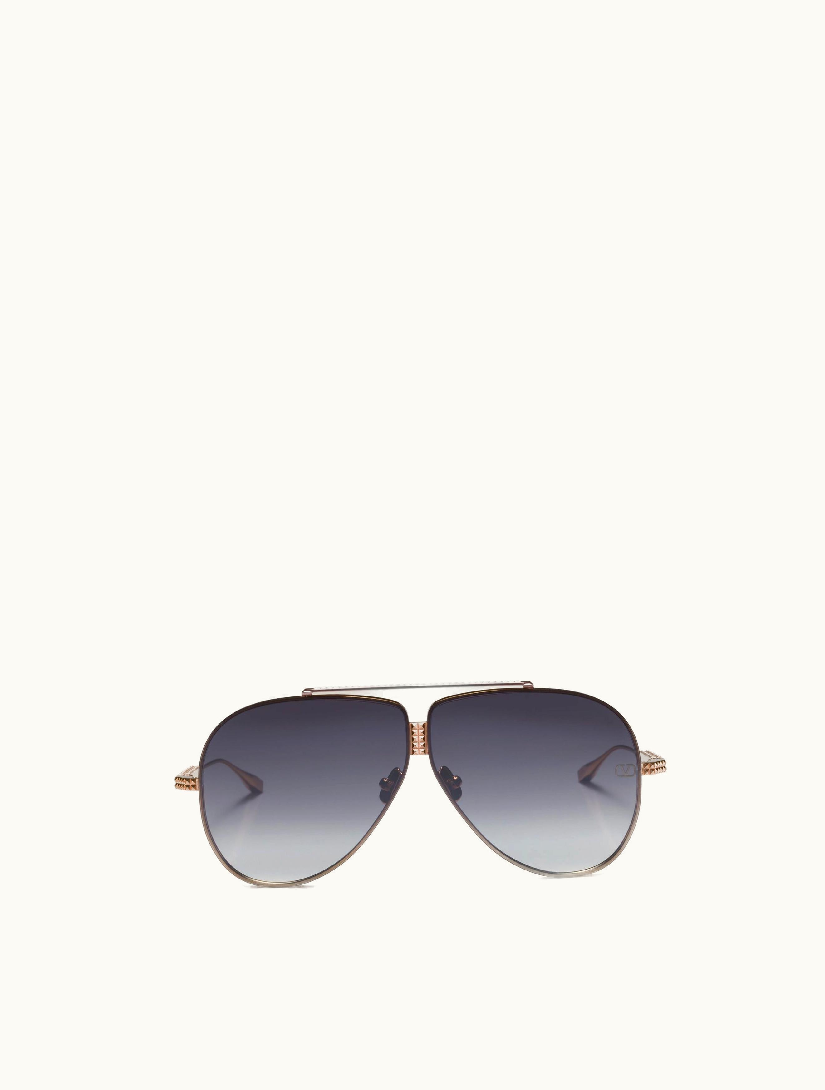 Valentino Valentino XVI - Pilot Titanium Stud Frame In Rose Gold / ​black To Grey Gradient