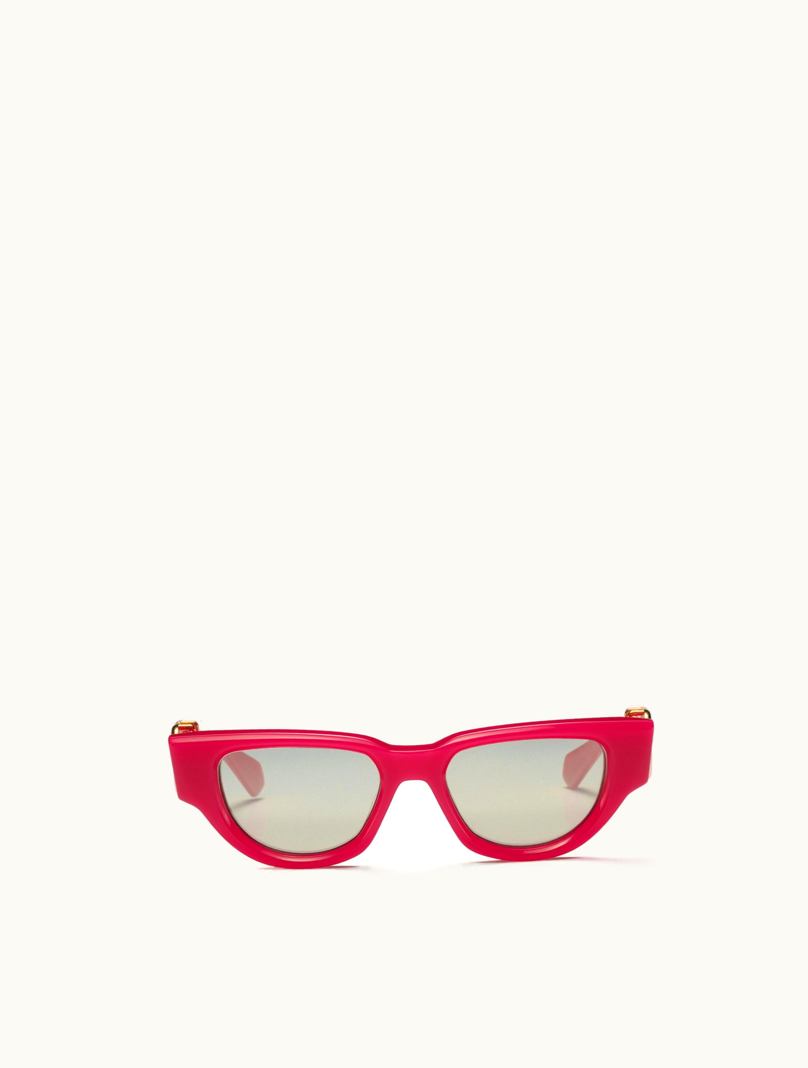 Valentino Valentino II - Cat Eye Acetate Vlogo Frame For Woman In Fuchsia / Silver