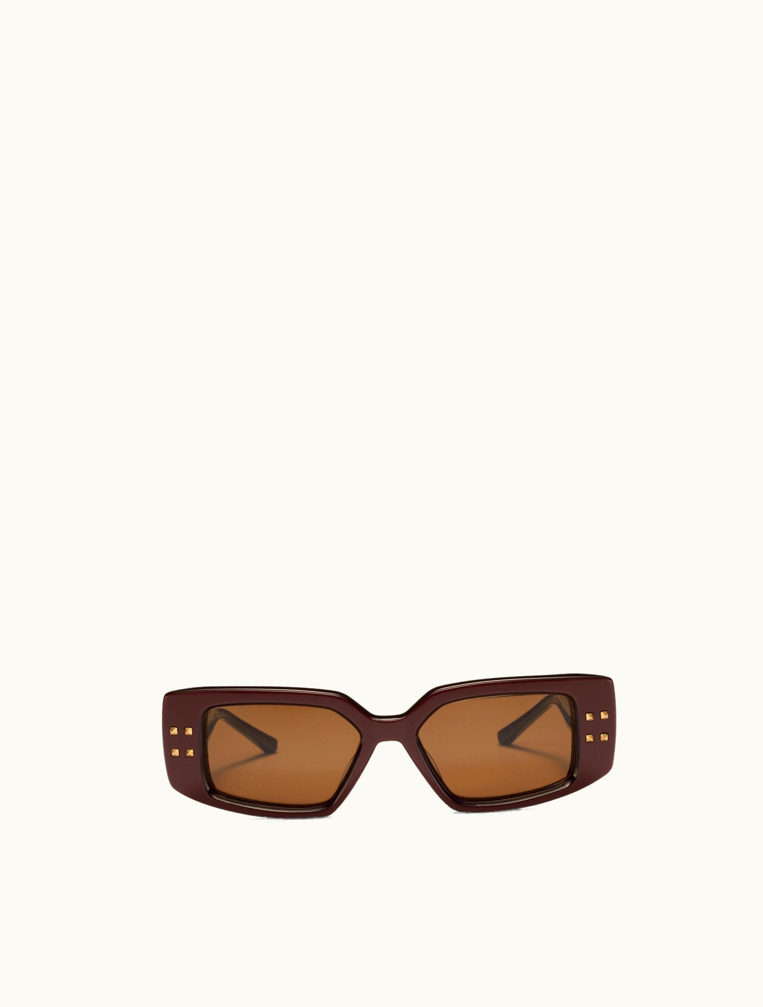 Valentino Valentino V - Rectangular Acetate Frame For Woman In Maroon / Dark Brown