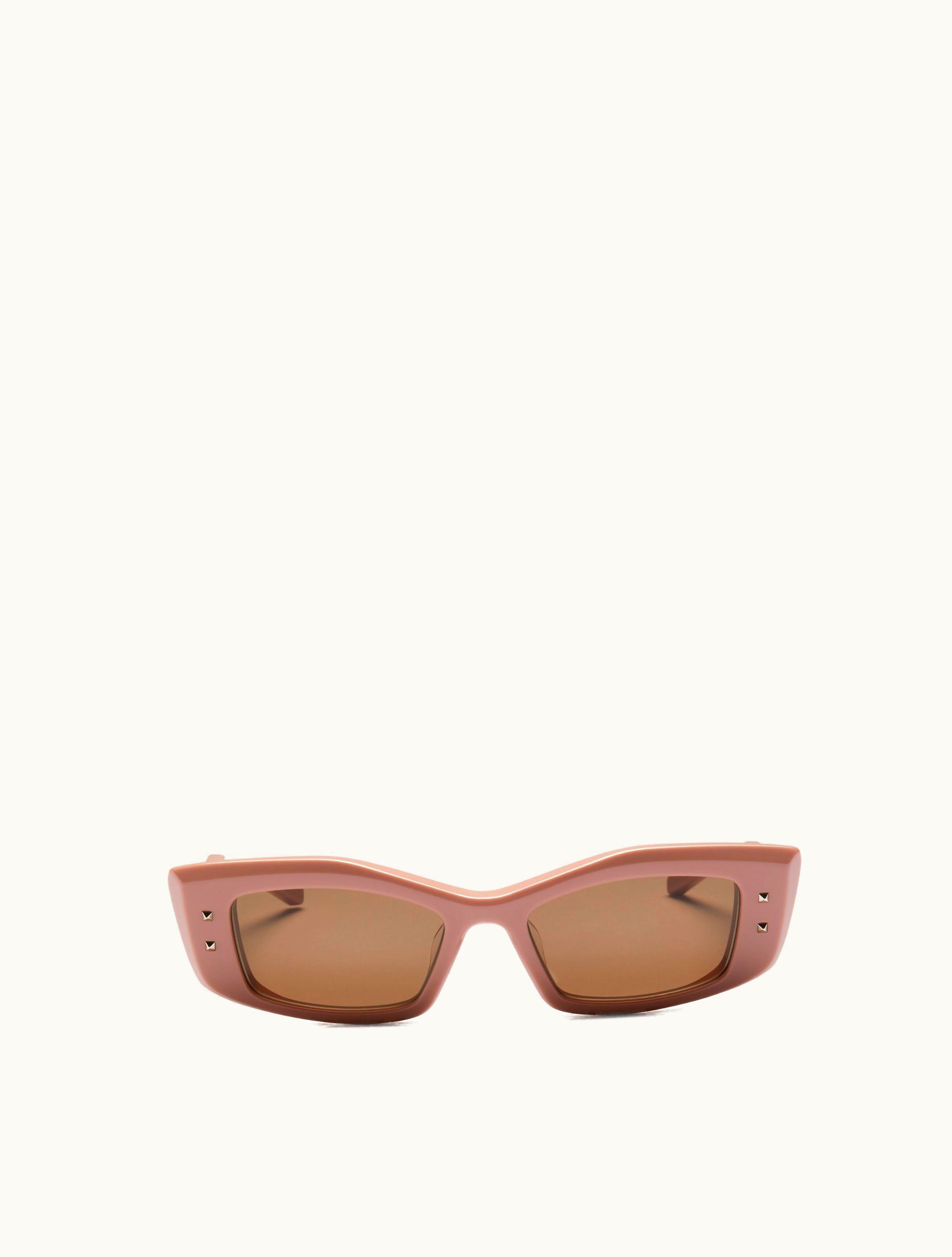Valentino Valentino V -rectangular Acetate For Woman In Dark Nude / Dark Brown