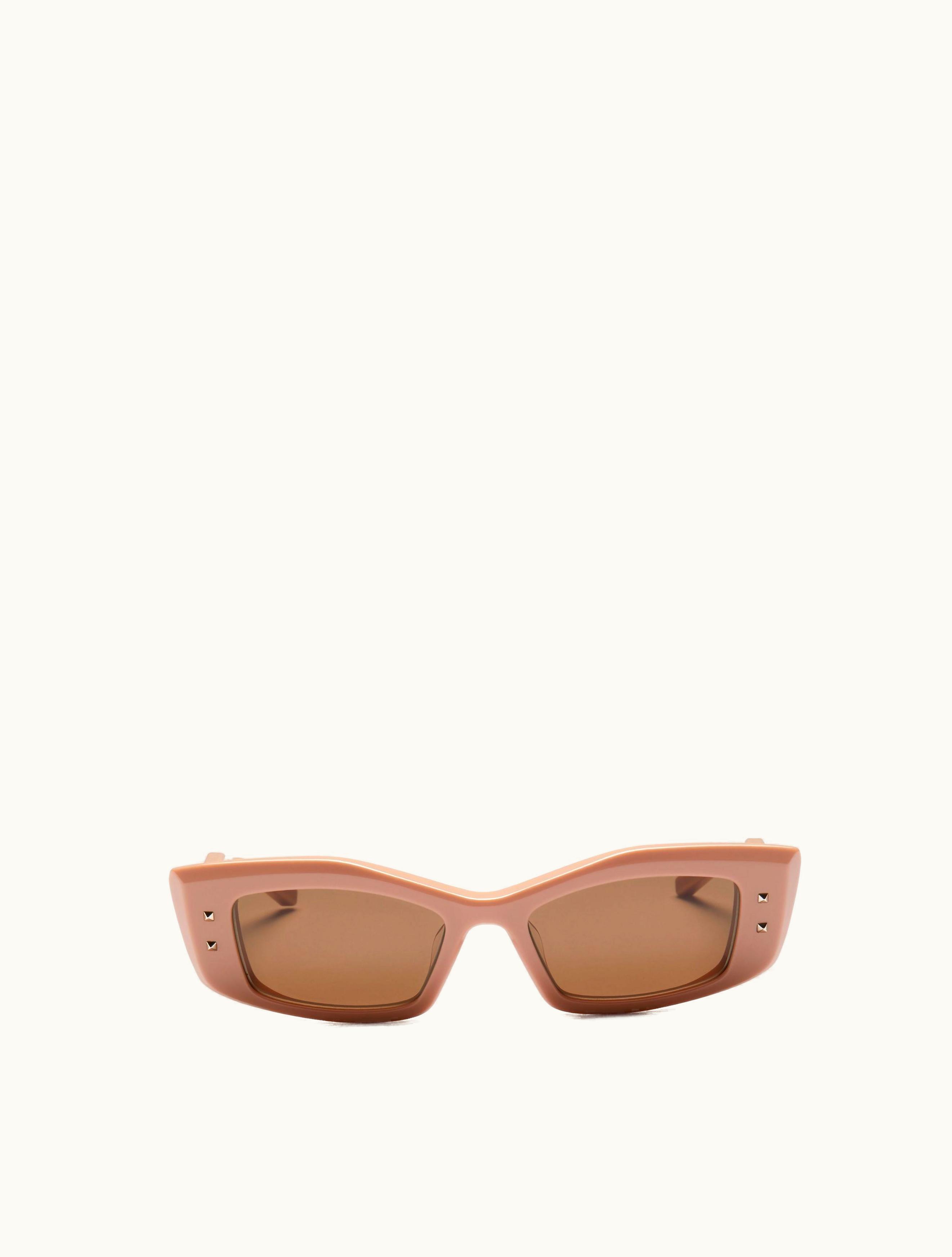 Valentino Valentino V -rectangular Acetate For Woman In Nude / Dark Brown