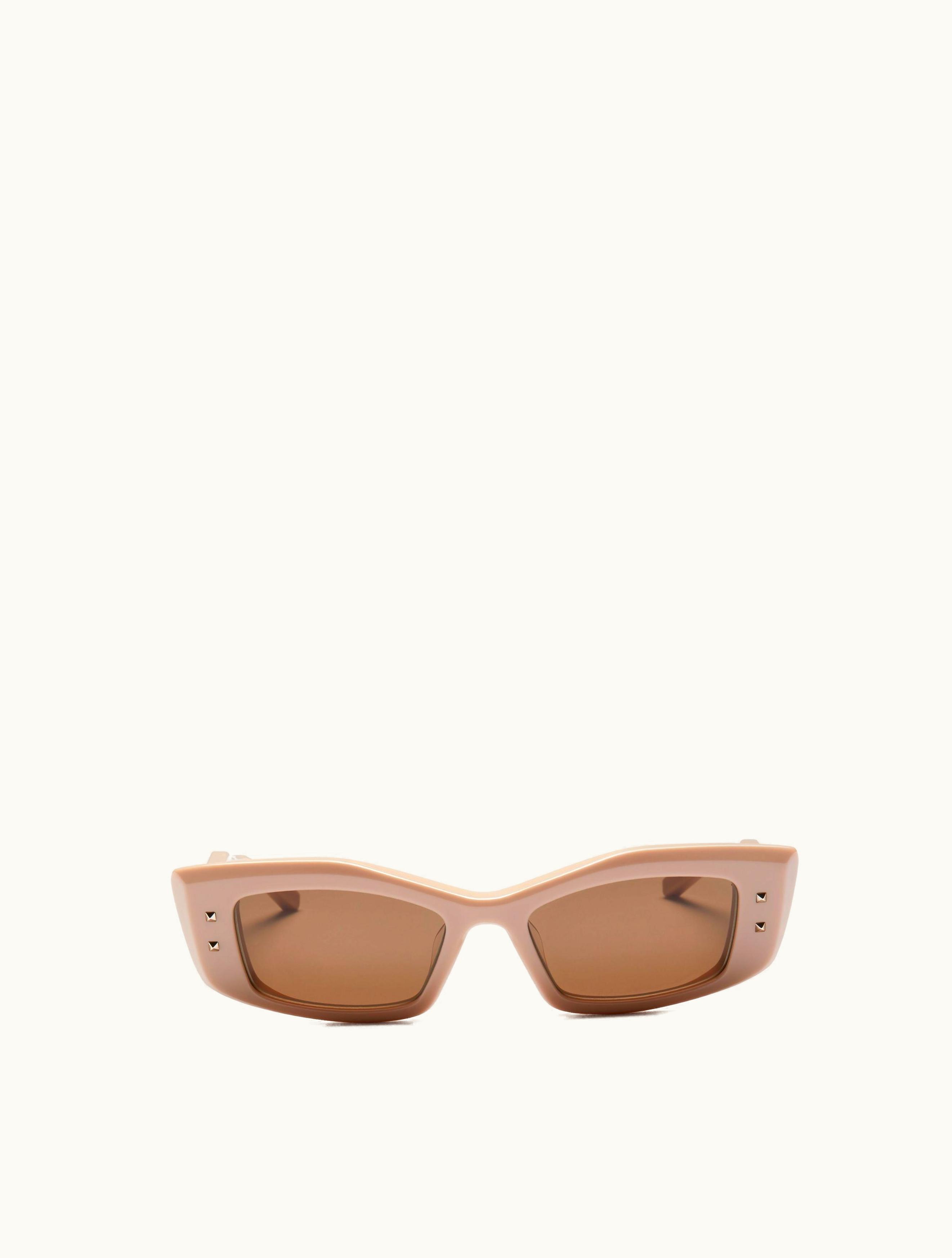 Valentino Valentino V -rectangular Acetate For Woman In Beige / Dark Brown