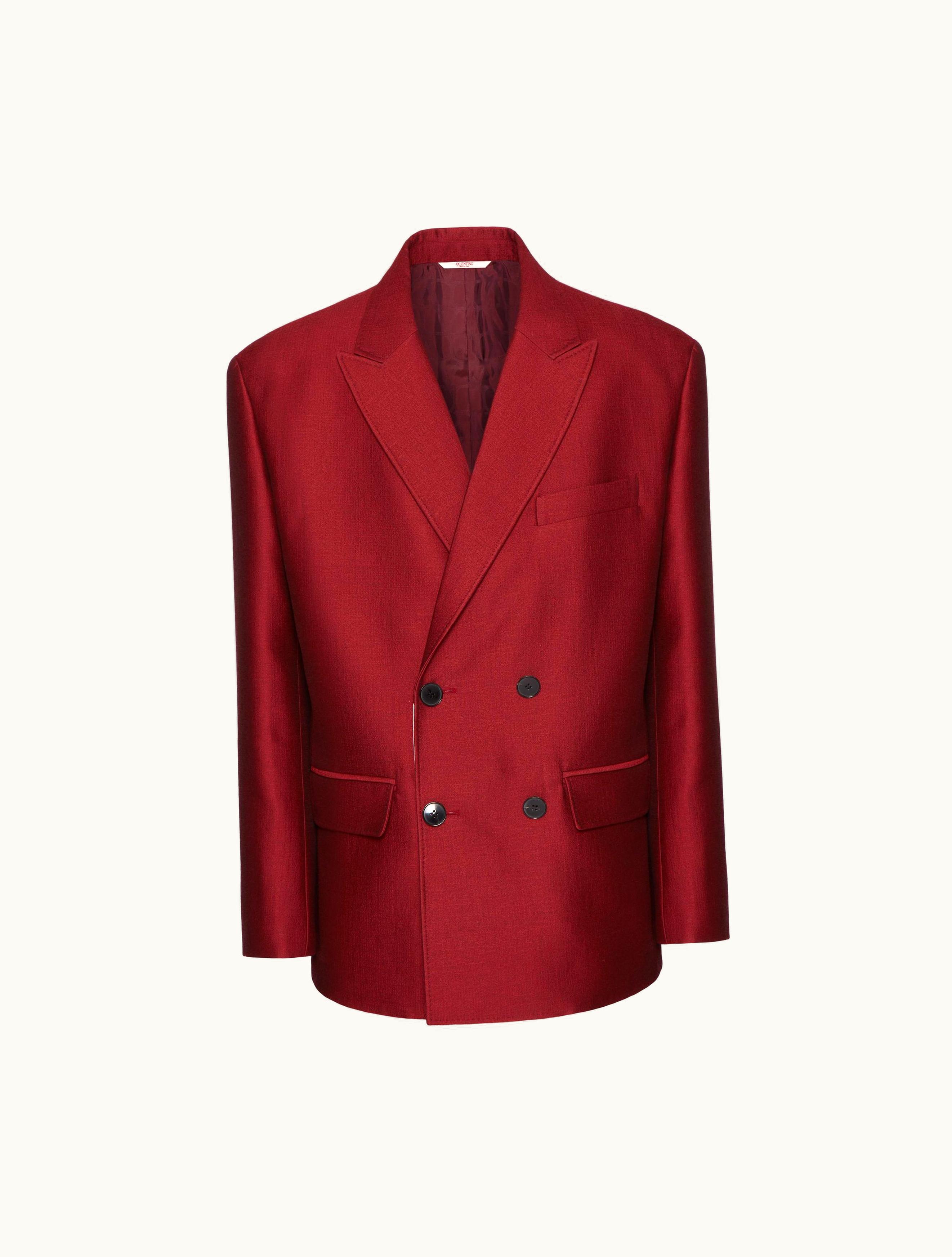 Valentino Valentino Double-breasted Wool And Silk Jacket For Man In Ruby