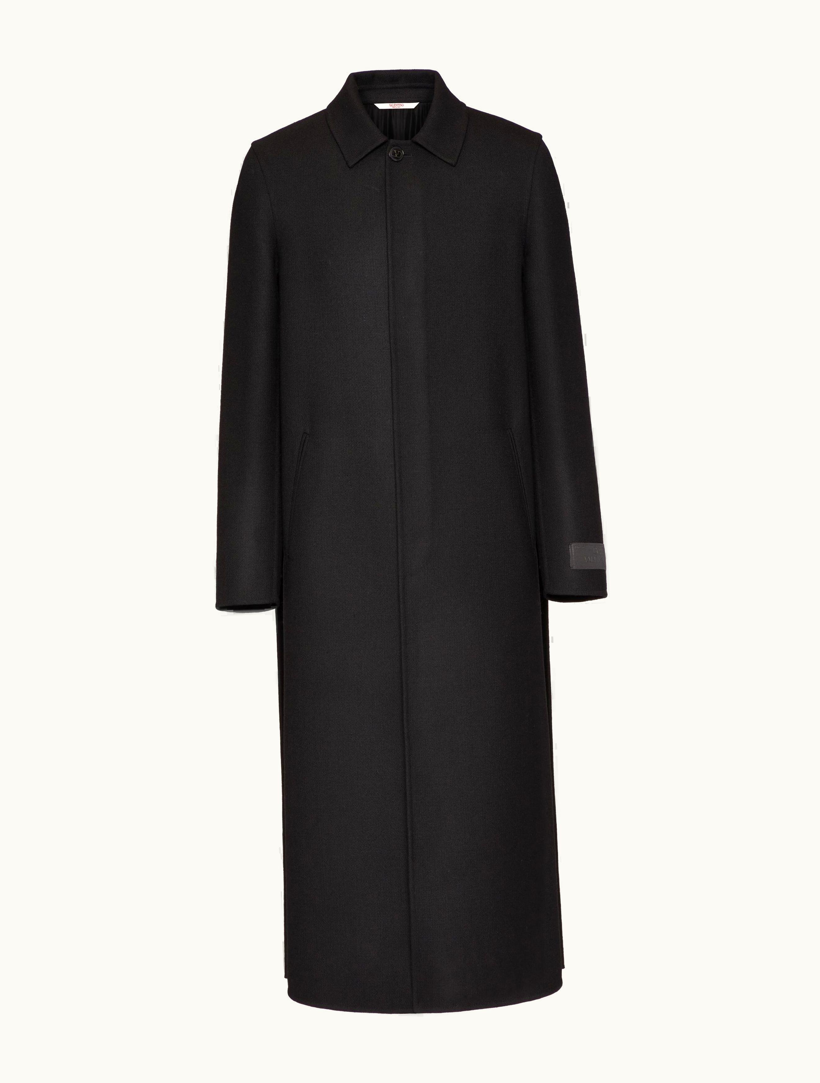 Valentino Wool Coat With Maison Valentino Tailoring Label For Man In Black