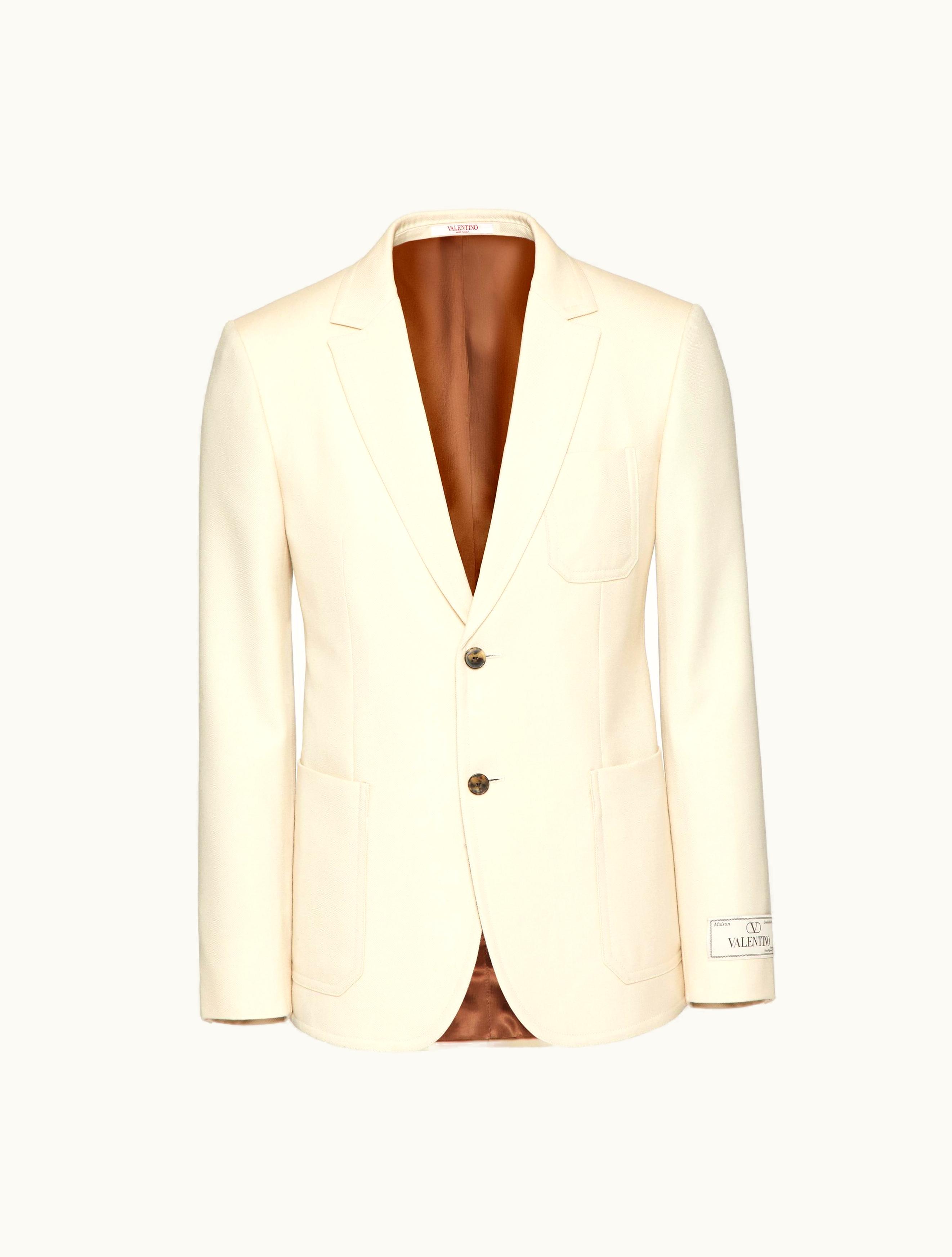 Valentino Single-breasted Wool Jacket With Maison Valentino Tailoring Label For Man In Beige
