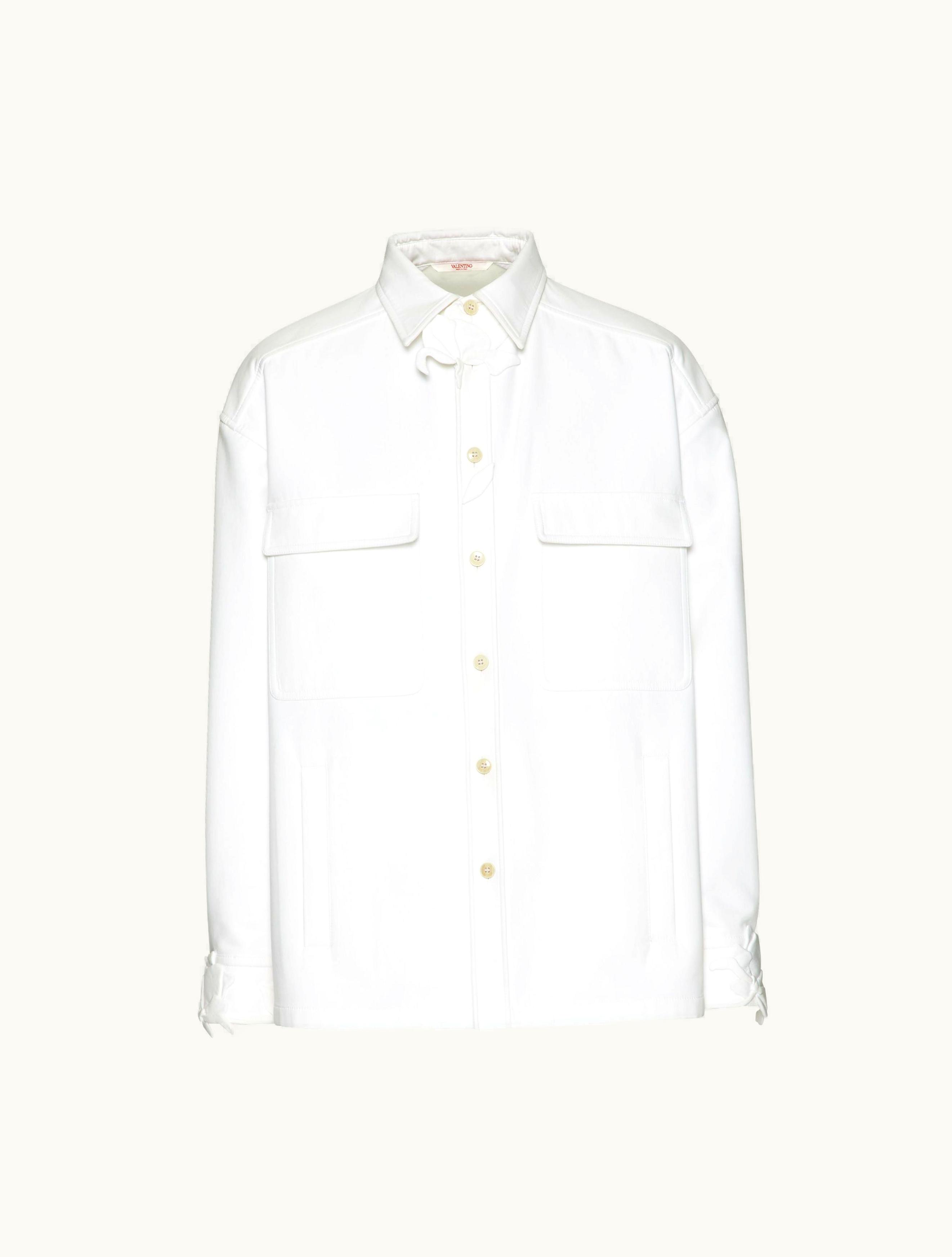 Valentino Valentino Cotton Jacket With Flower Embroidery For Man In White