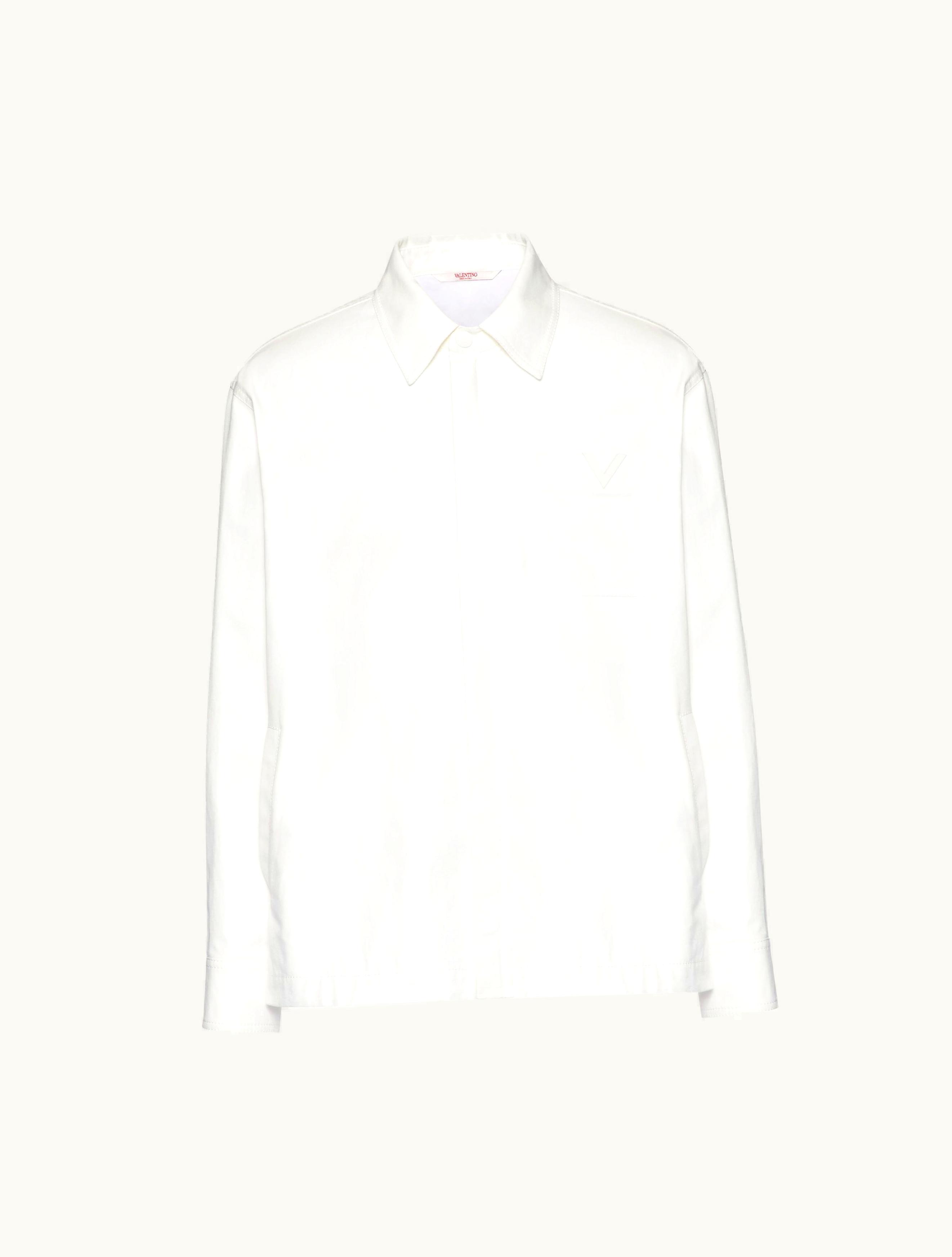 Valentino Valentino Stretch Cotton Canvas Jacket With Rubberised V Detail For Man In Ivory