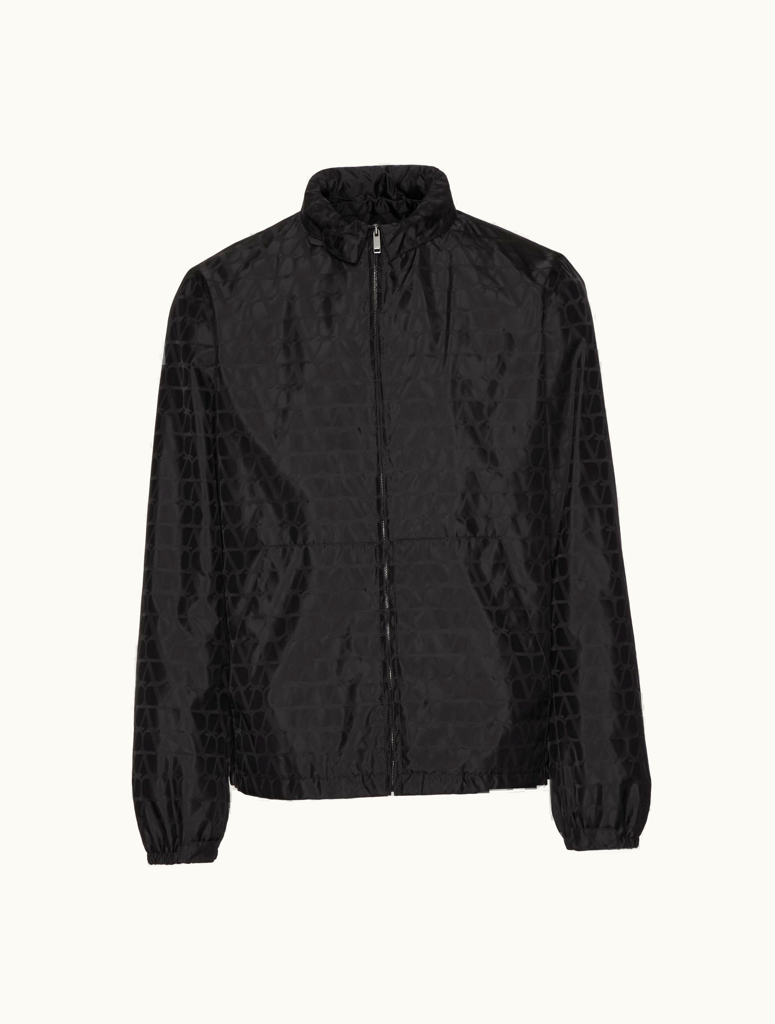 Valentino Valentino Nylon Windbreaker With Toile Iconographe Pattern For Man In Black