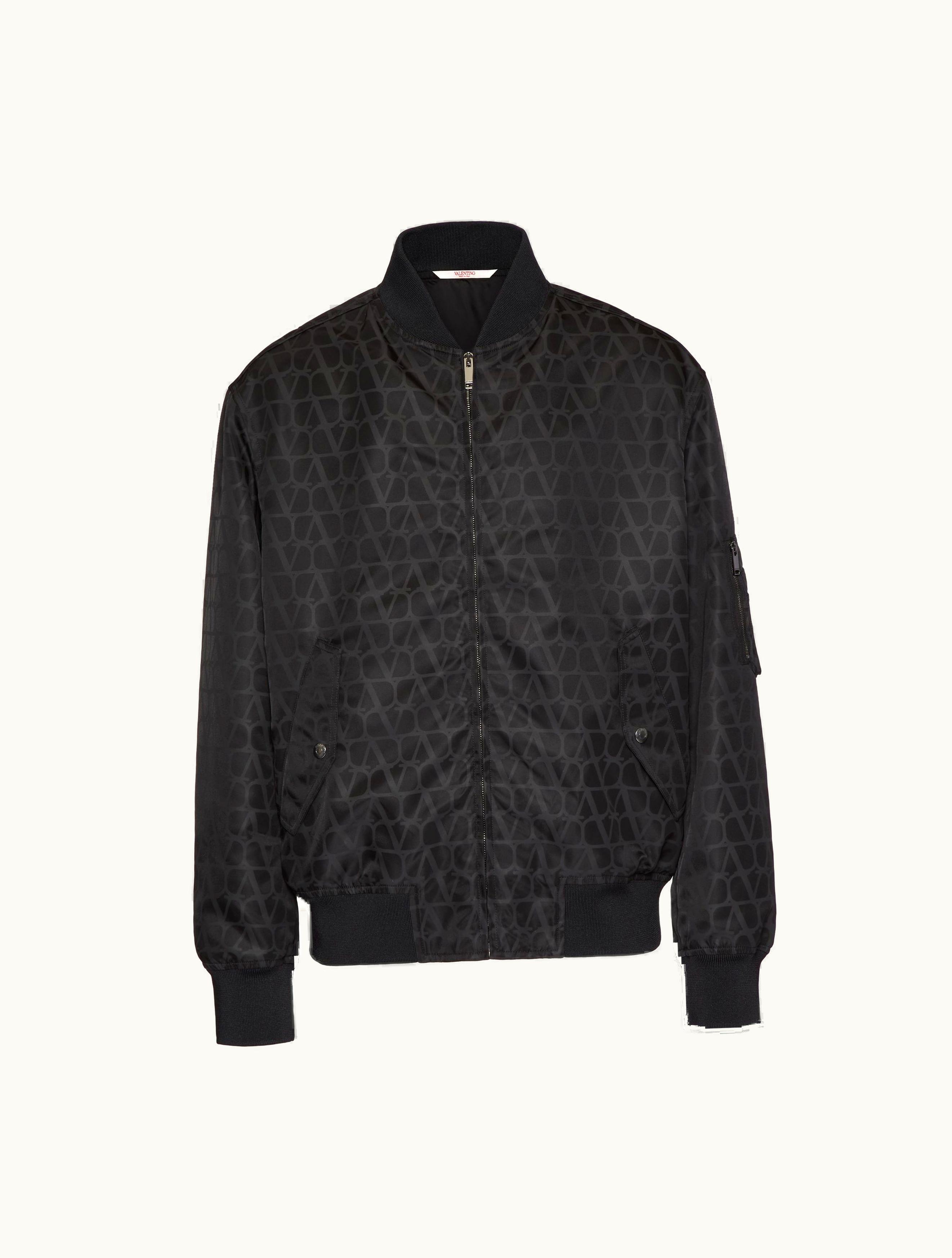 Valentino Valentino Nylon Bomber Jacket With Toile Iconographe Print For Man In Black