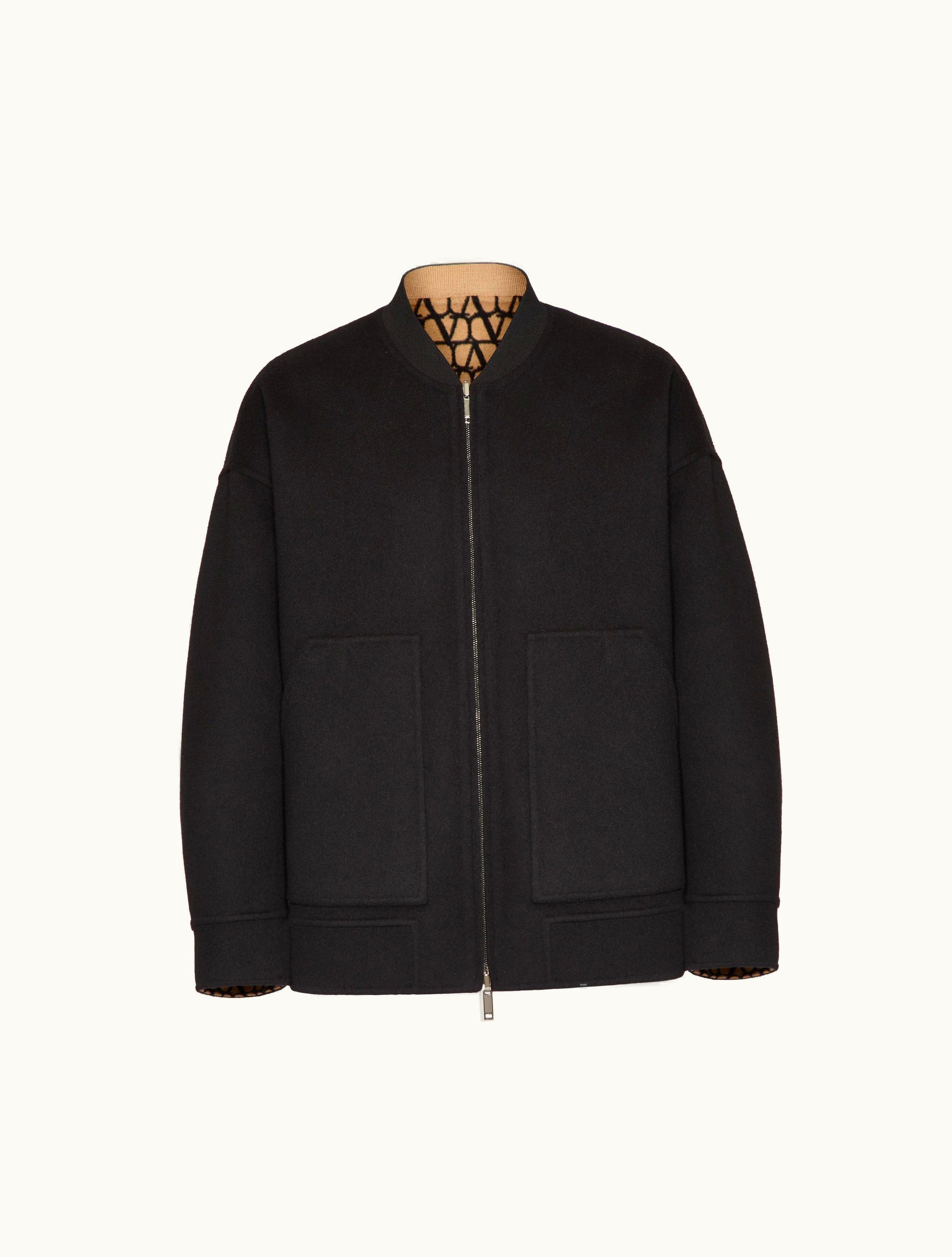 Valentino Valentino Reversible Double-faced Wool Jacket With Toile Iconographe Pattern For Man In Beige / Black