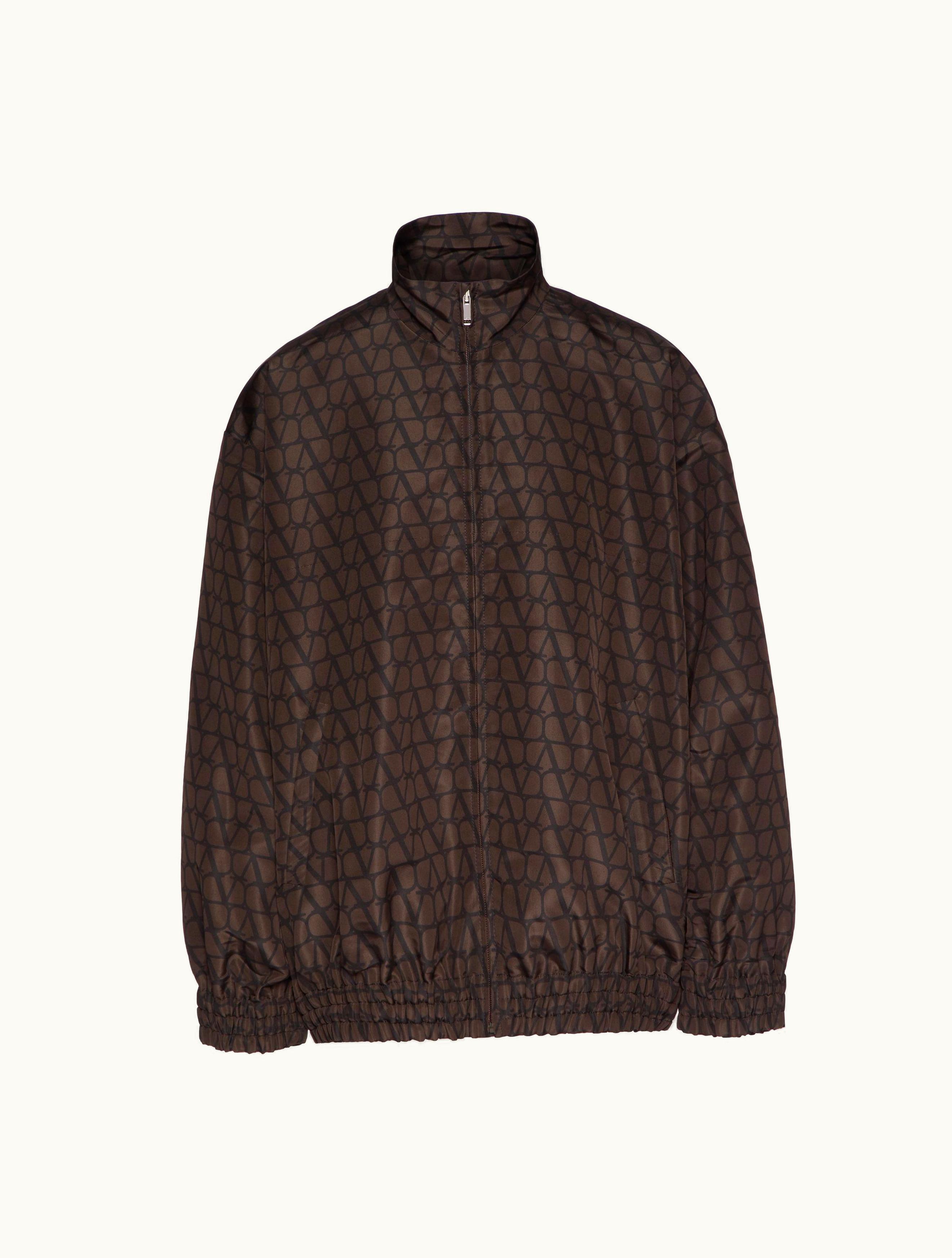 Valentino Valentino Silk Faille Jacket With All-over Toile Iconographe Print For Man In Ebony / Black