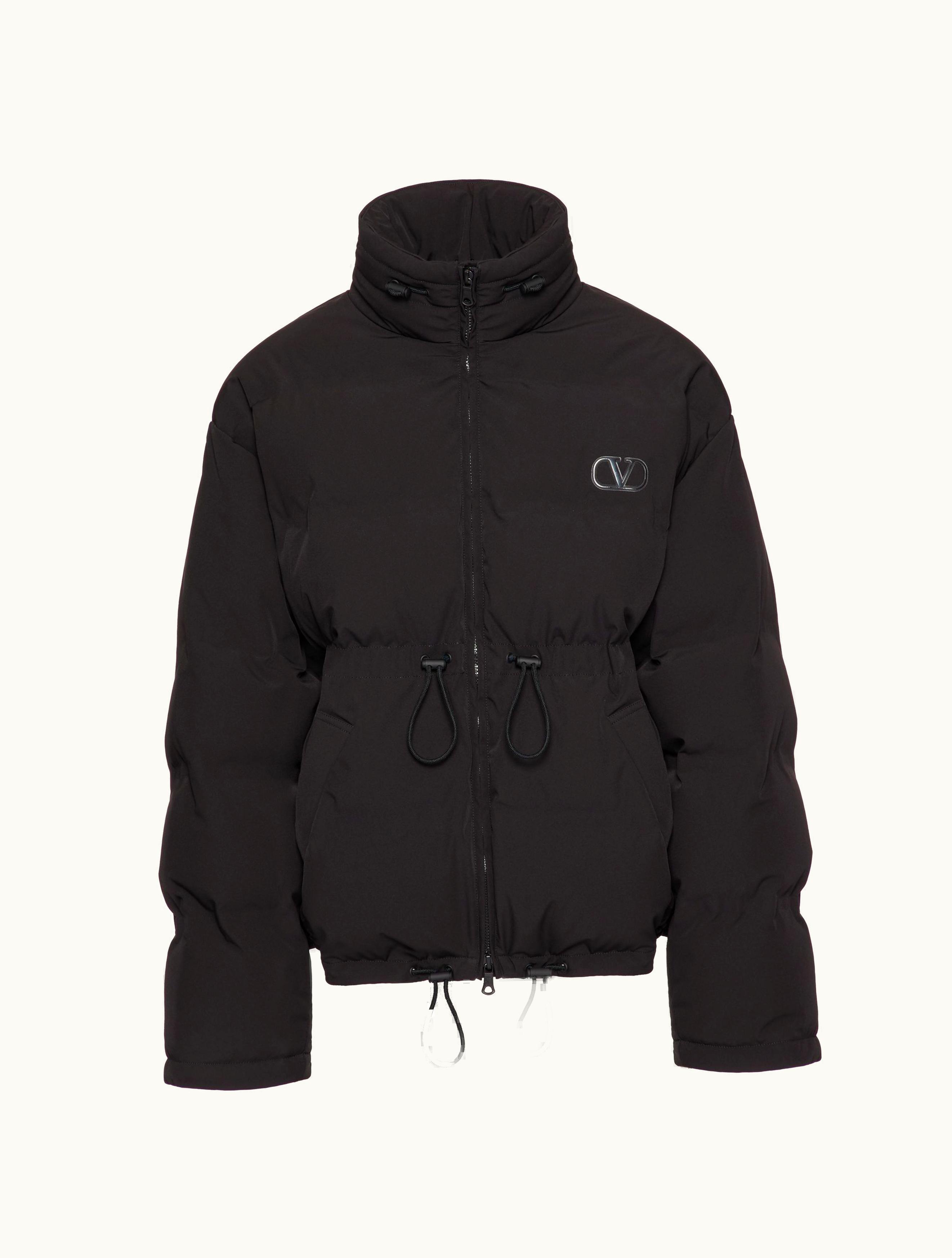 Valentino Valentino Matt Nylon Down Jacket With Hood And Vlogo Signature Patch For Man In Black