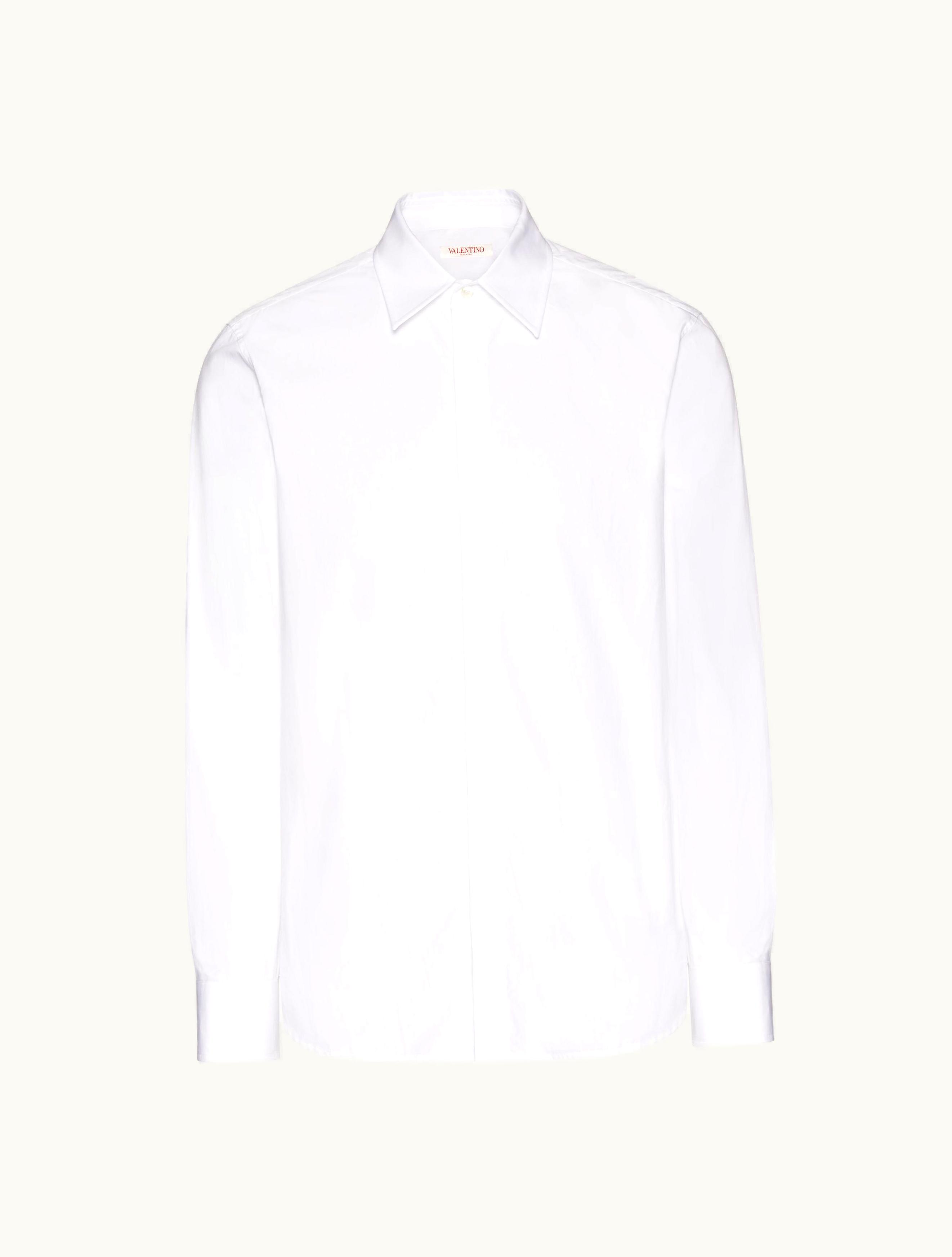 Valentino Valentino Heavy Cotton Poplin Long Sleeve Shirt For Man In White