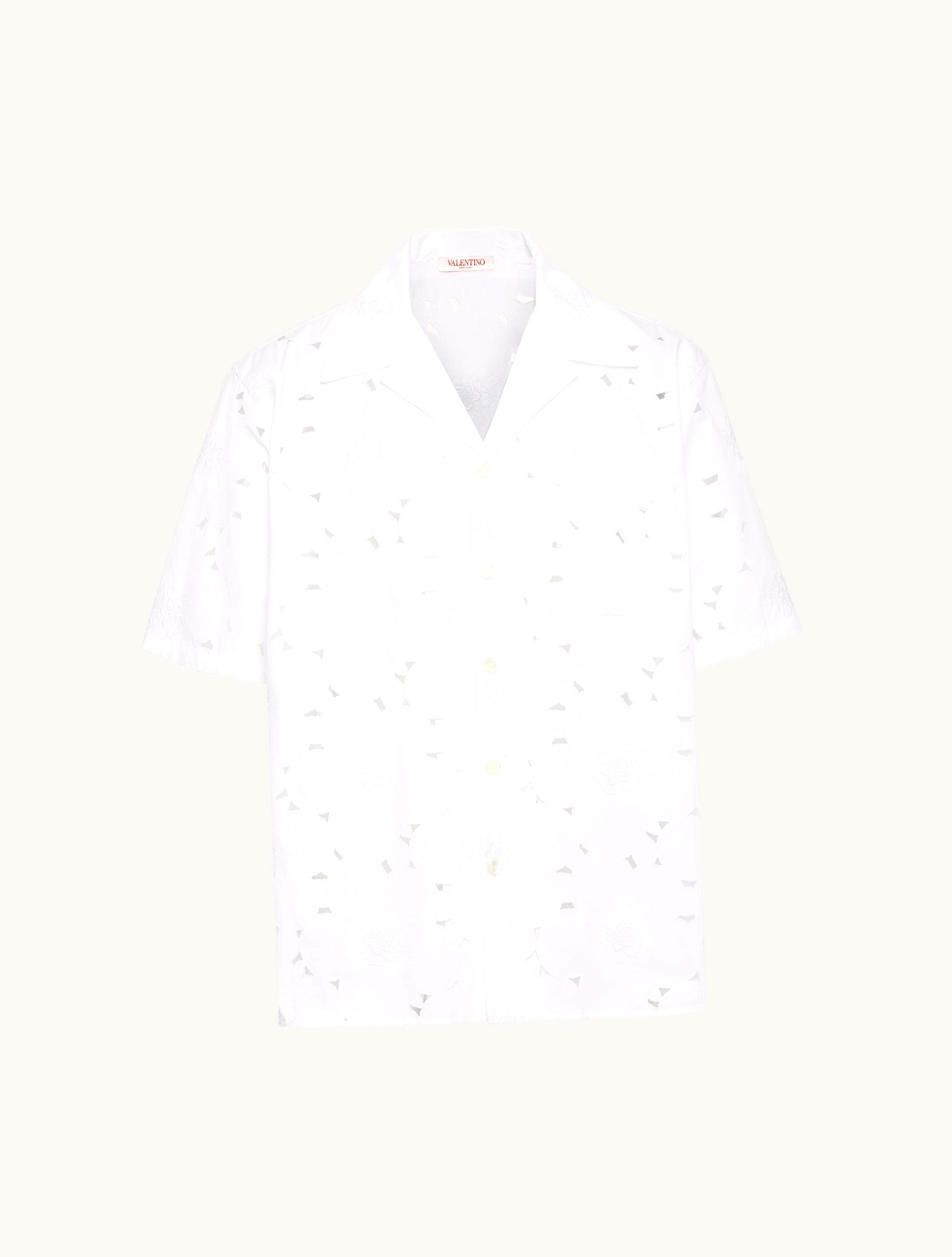 Valentino Valentino San Gallo Cotton Bowling Shirt For Man In White