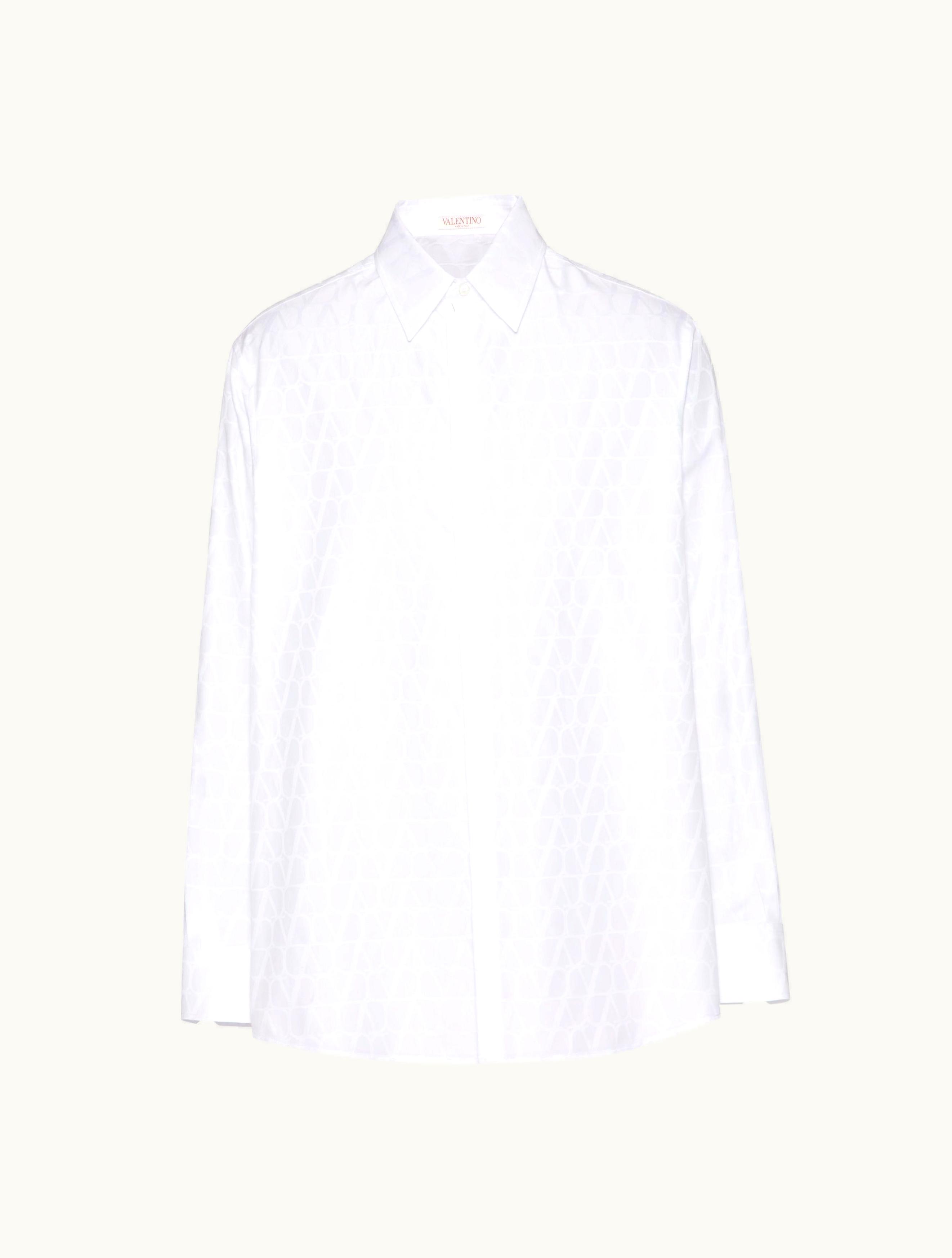 Valentino Valentino Cotton Poplin Shirt With Toile Iconographe Pattern For Man In Black