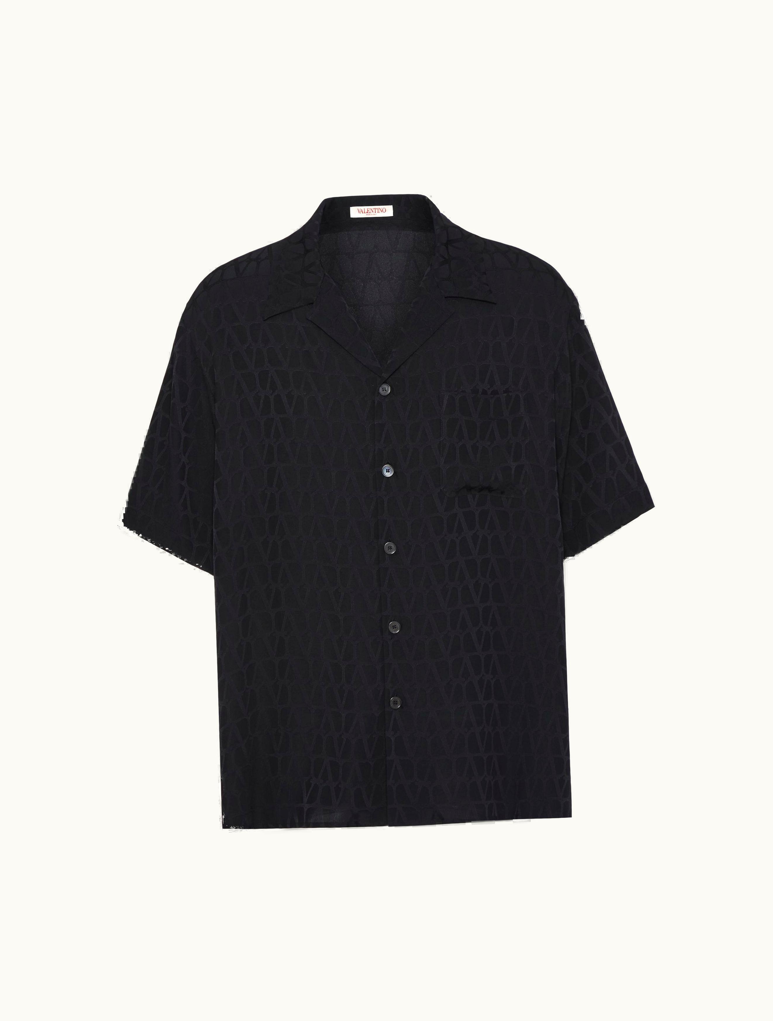 Valentino Valentino Silk Bowling Shirt With Toile Iconographe Pattern For Man In Black