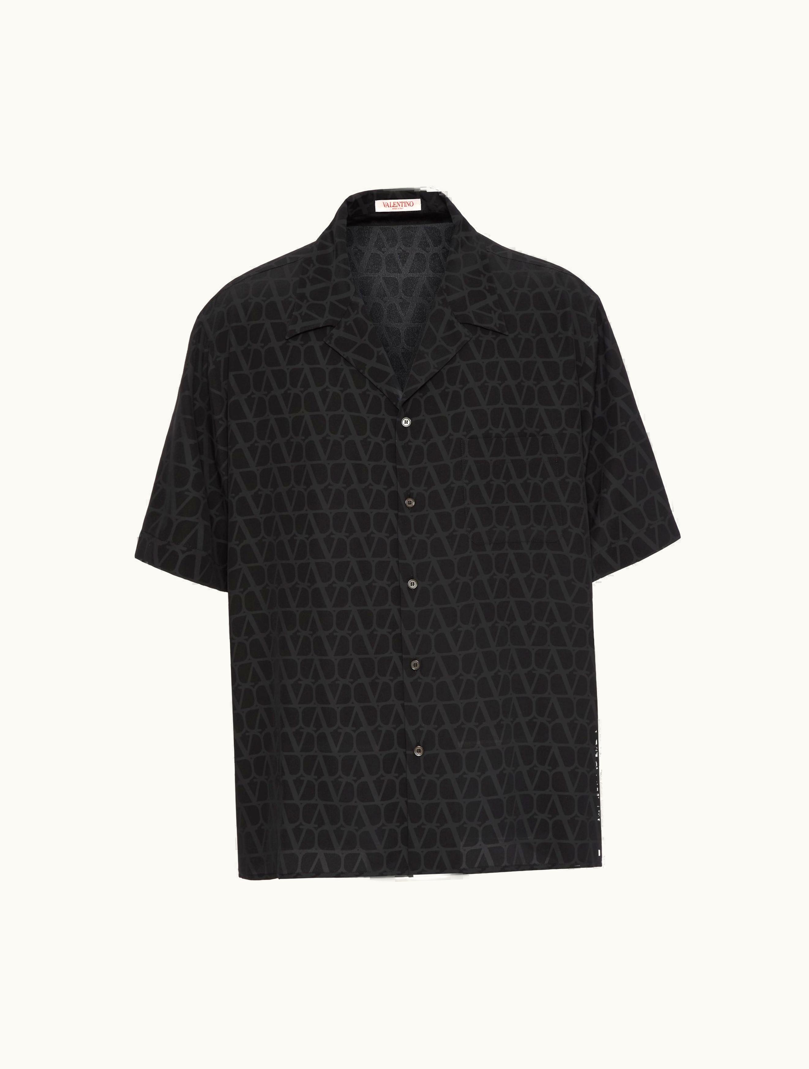 Valentino Valentino Silk Bowling Shirt In Toile Iconographe Print For Man In Black