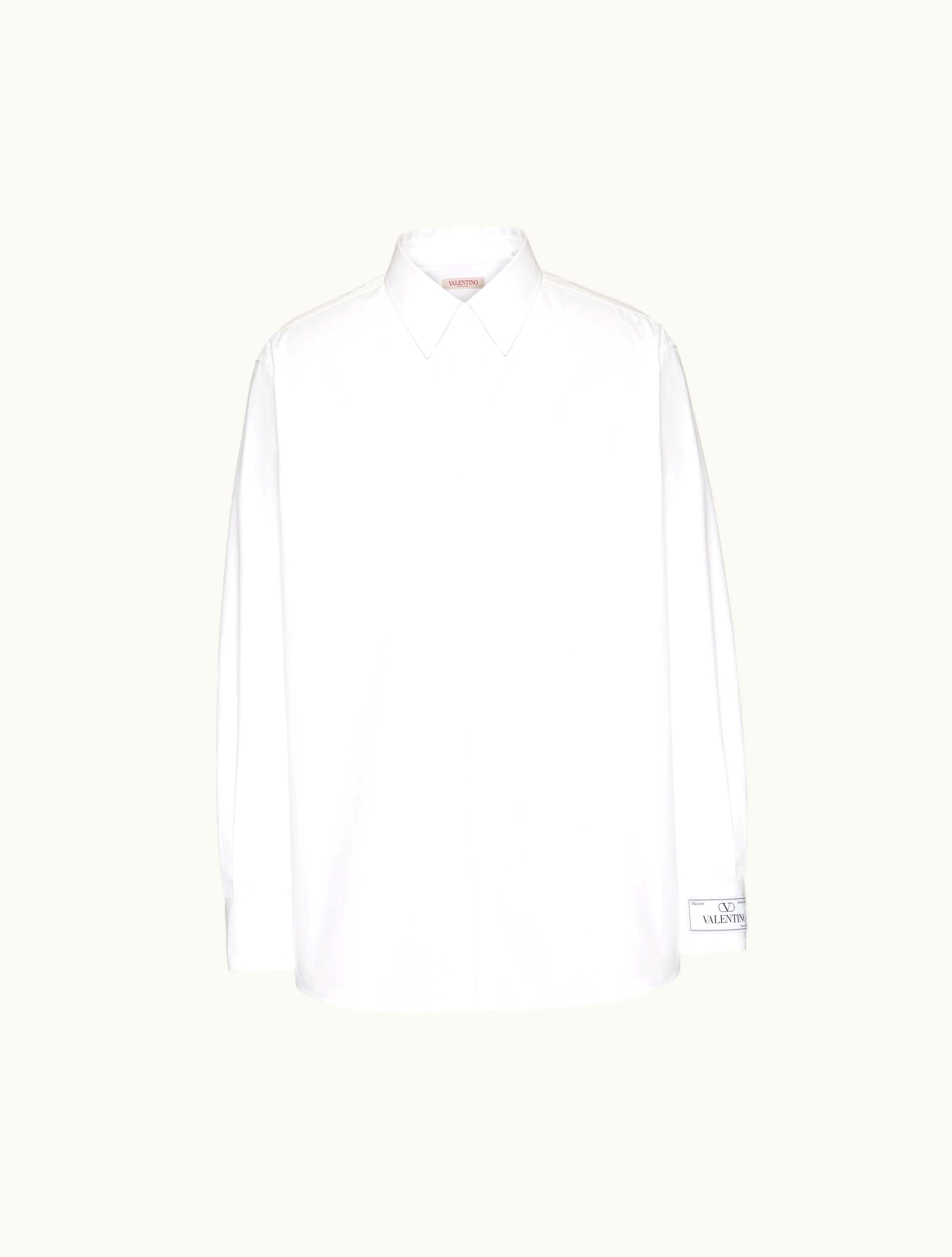 Valentino Long Sleeve Cotton Shirt With Maison Valentino Tailoring Label For Man In White