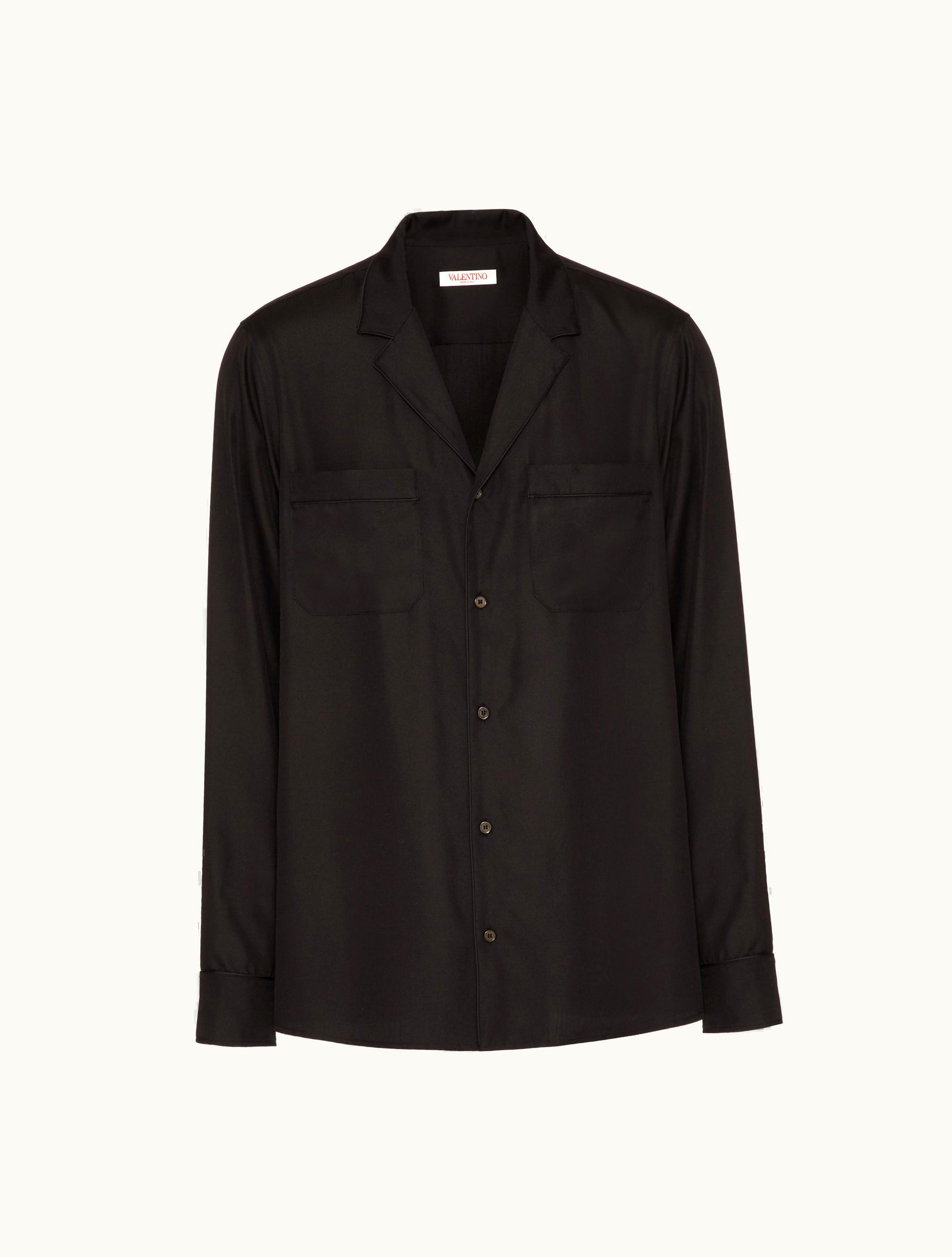 Valentino Valentino Silk Pajama Shirt For Man In Navy