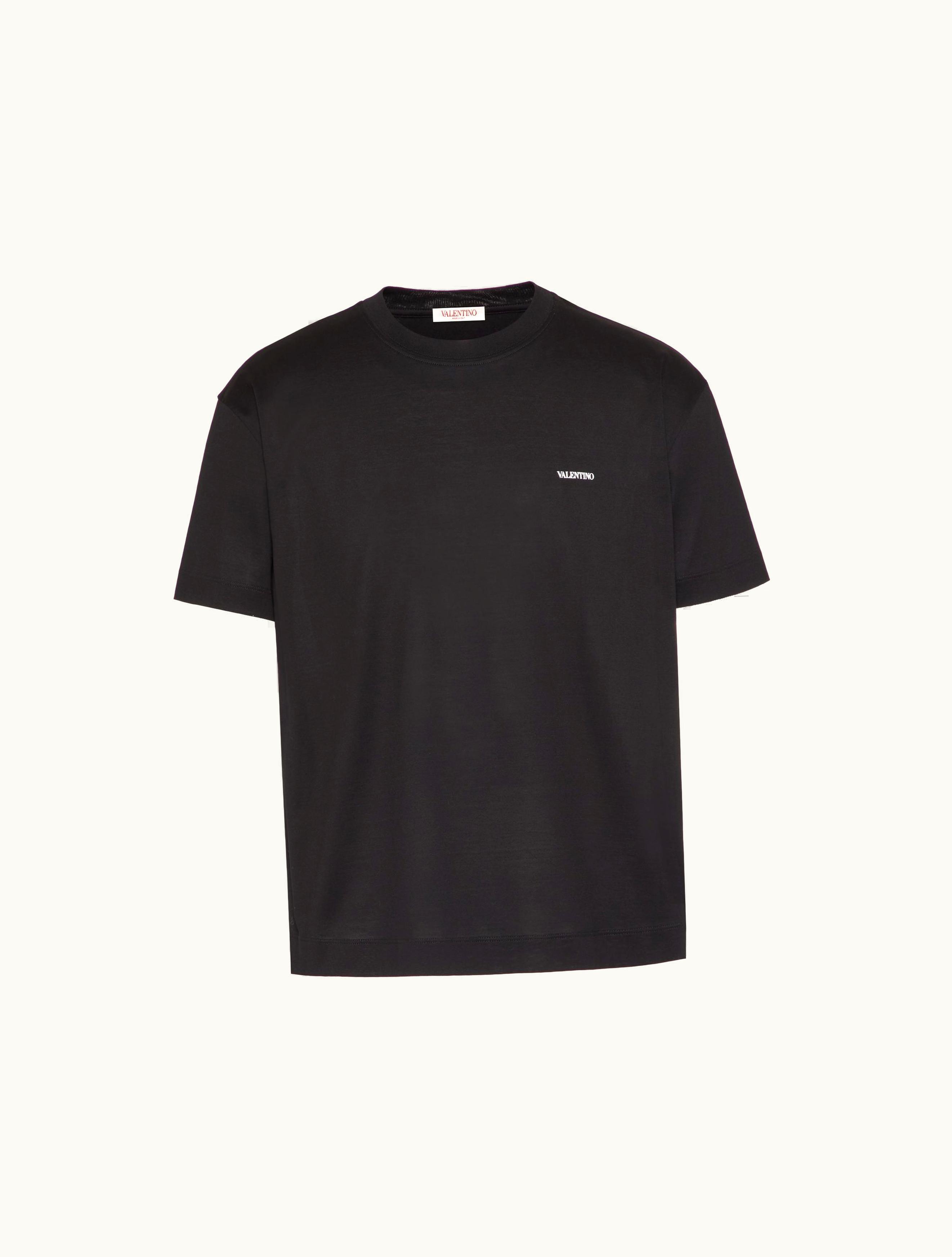 Valentino Valentino Print Cotton T-shirt For Man In Black