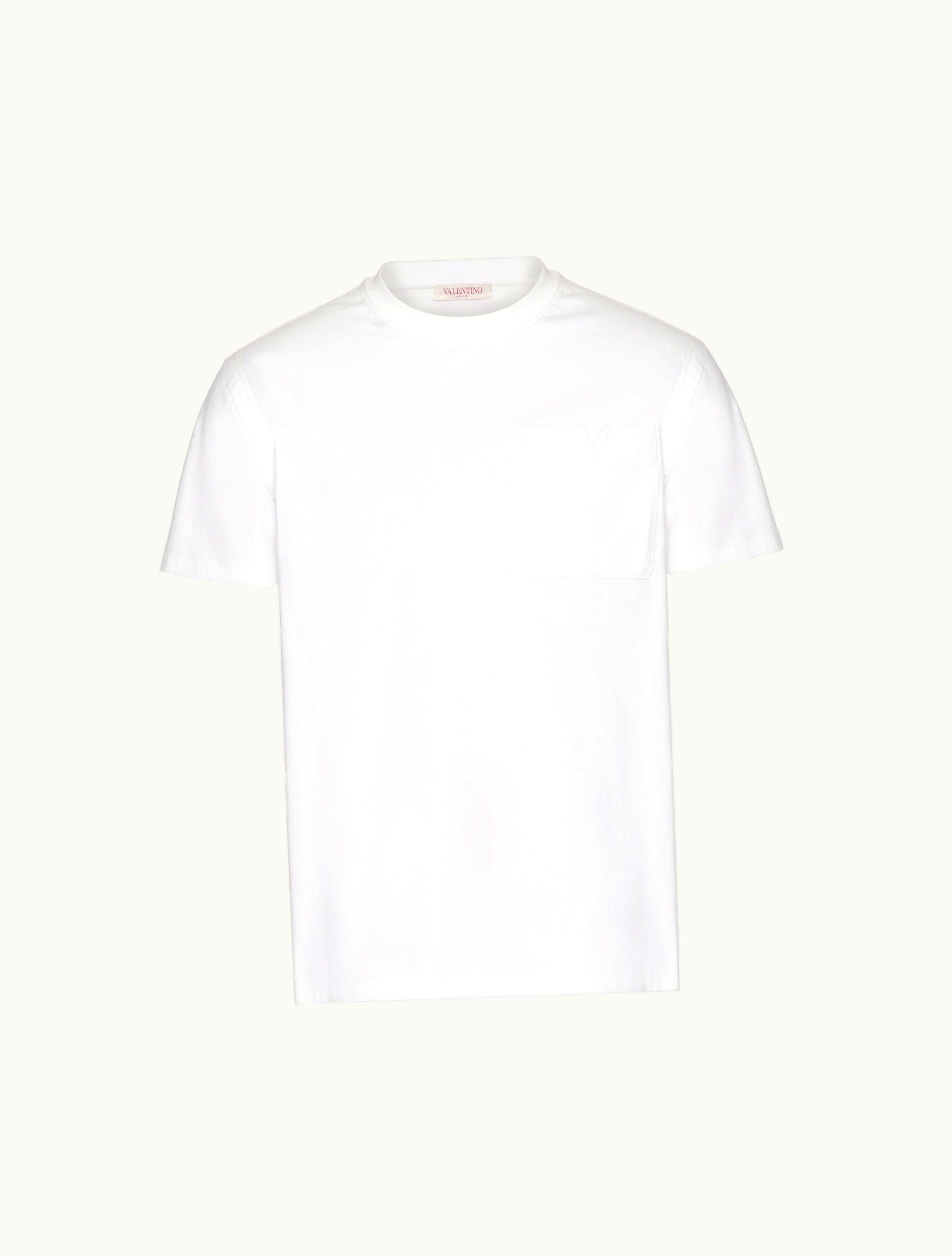 Valentino Valentino Cotton T-shirt With Topstitched V Detail For Man In Black