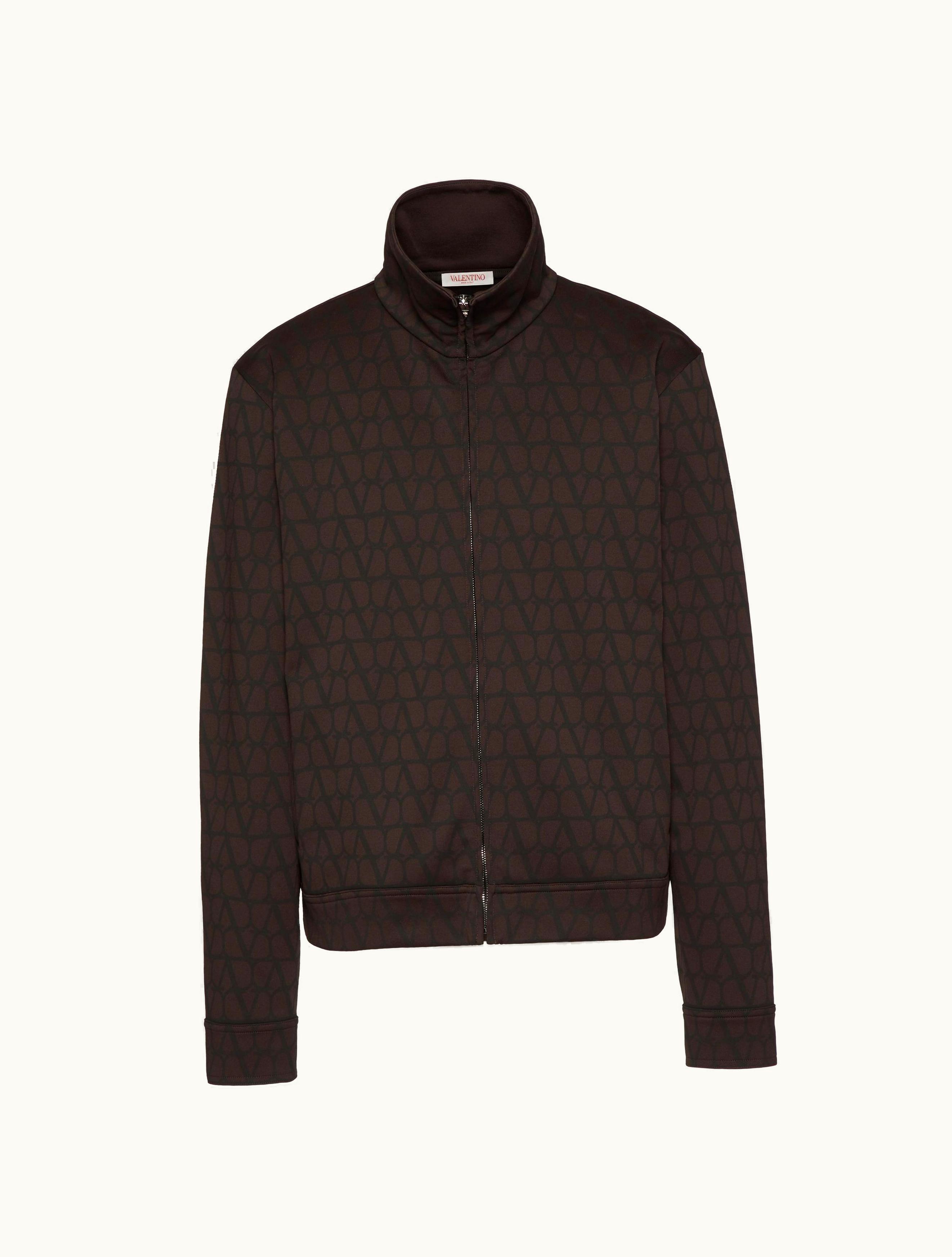 Valentino Valentino Cotton High-neck Sweatshirt With Zipper And Toile Iconographe Print For Man In Black