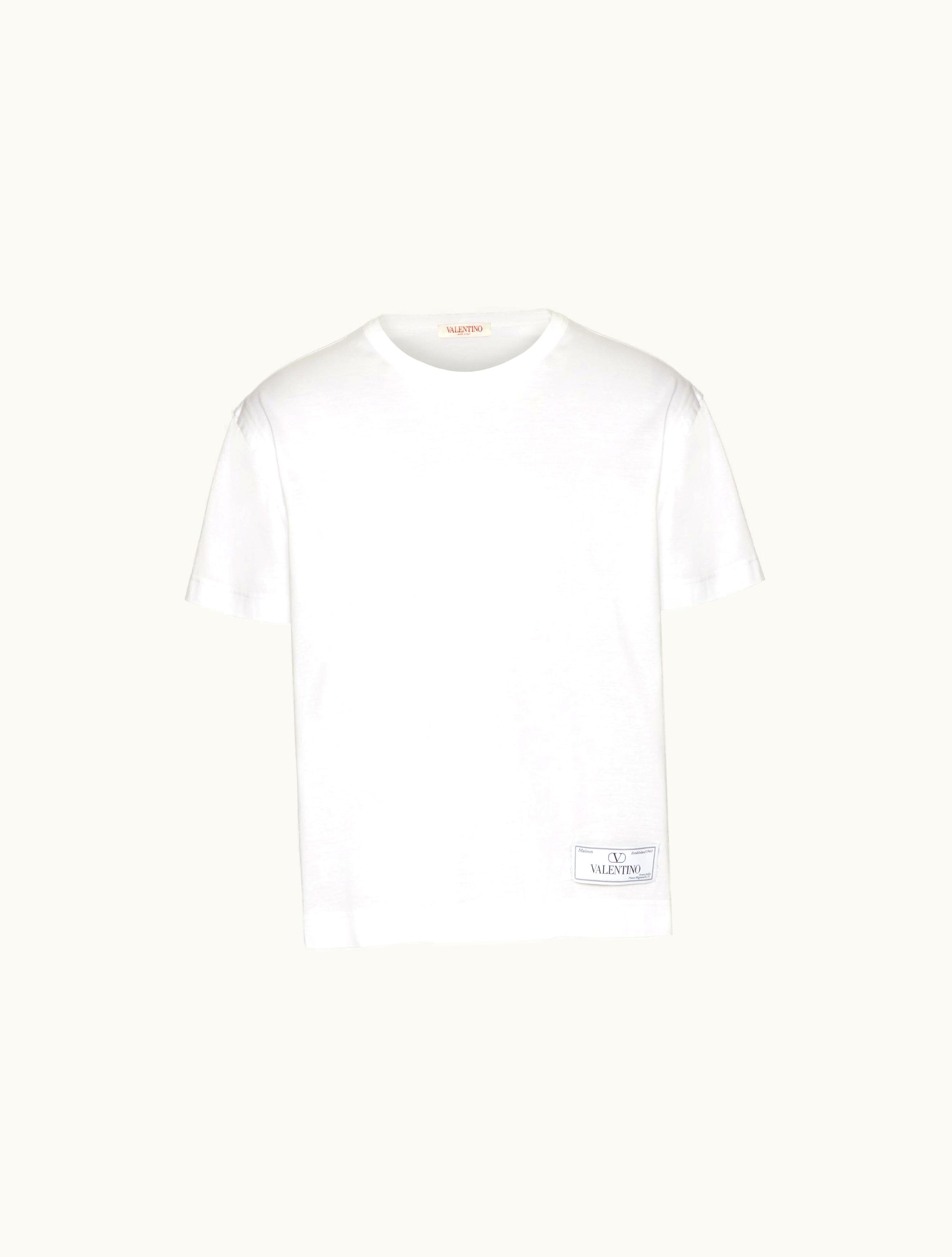 Valentino Cotton T-shirt With Maison Valentino Tailoring Label For Man In Black