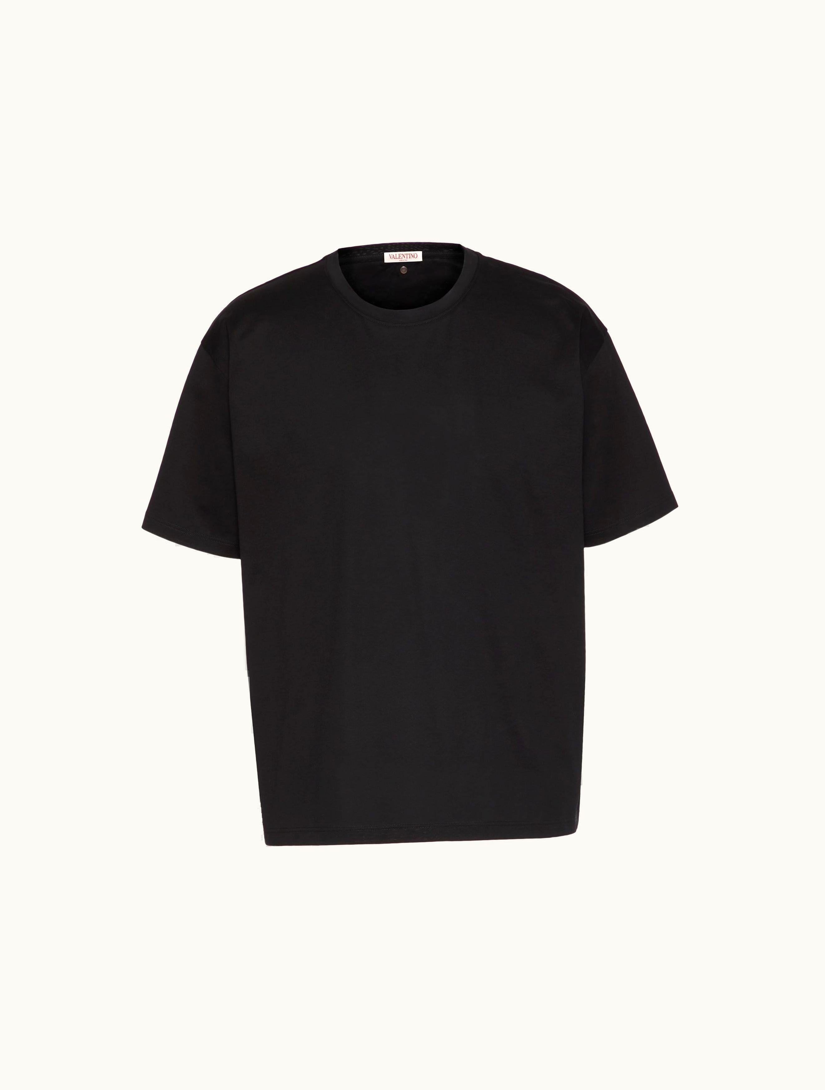 Valentino Valentino Cotton Crewneck T-shirt For Man In Black