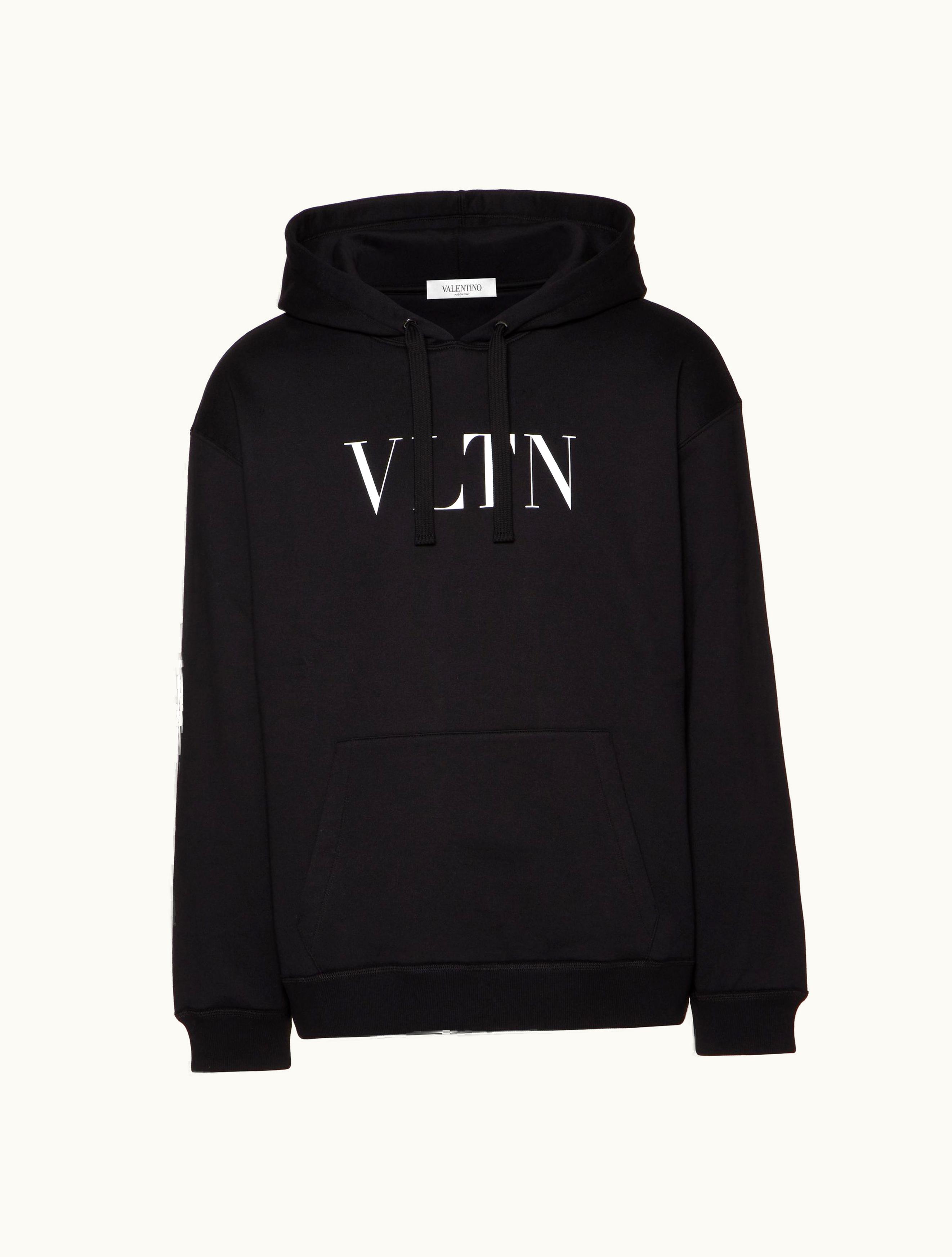 Valentino Valentino Hooded Sweatshirt With Vltn Print For Man In Black