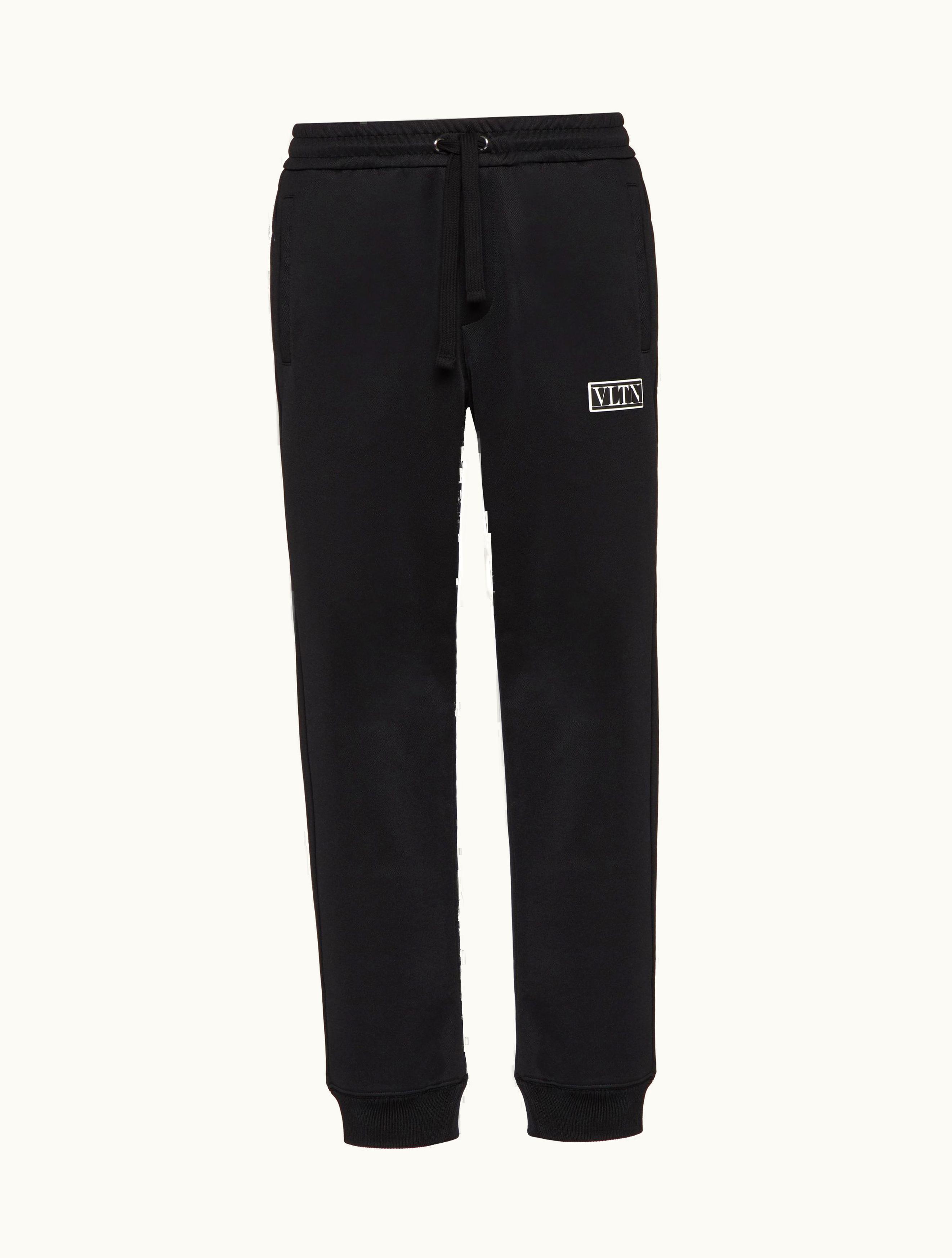 Valentino Valentino Technical Cotton Vltn Tag Pants For Man In Black