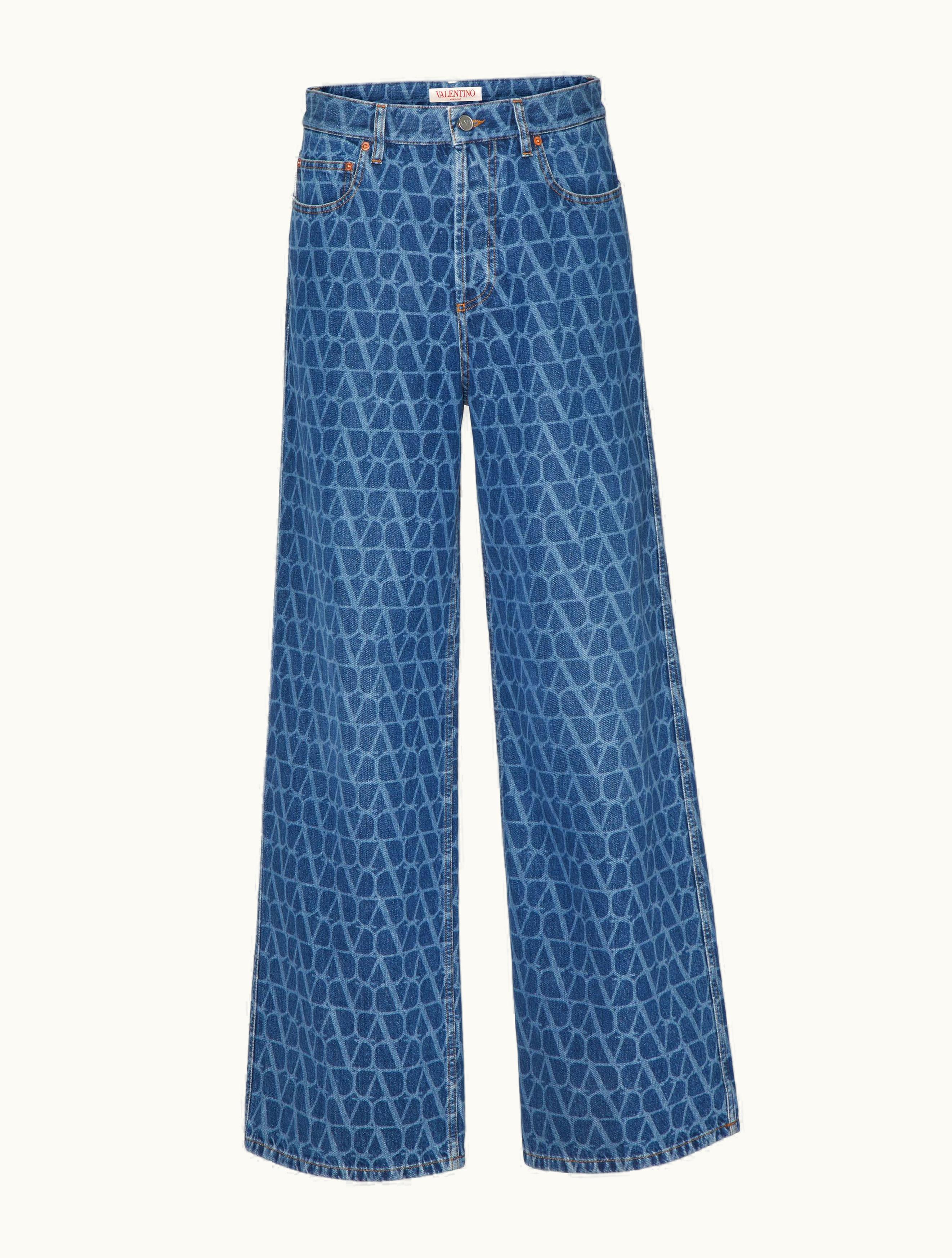 Valentino Valentino Toile Iconographe Pattern Denim Trousers For Man In Denim