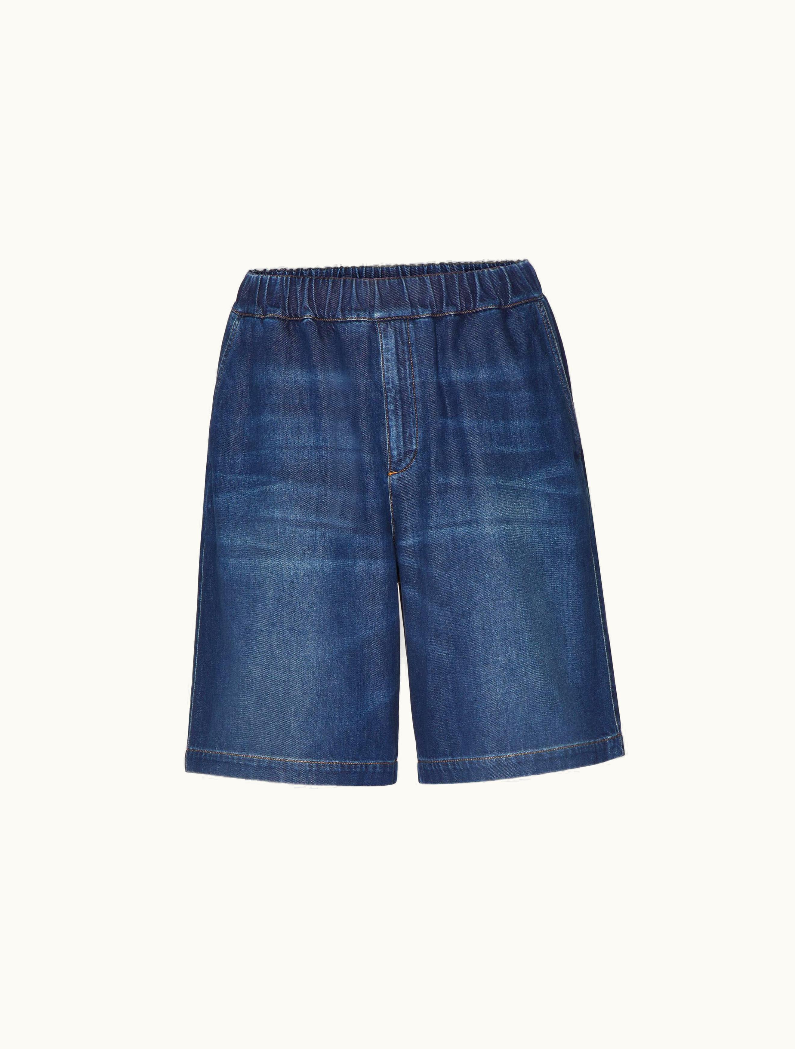 Valentino Valentino Denim Chambray Bermuda Shorts For Man In Denim