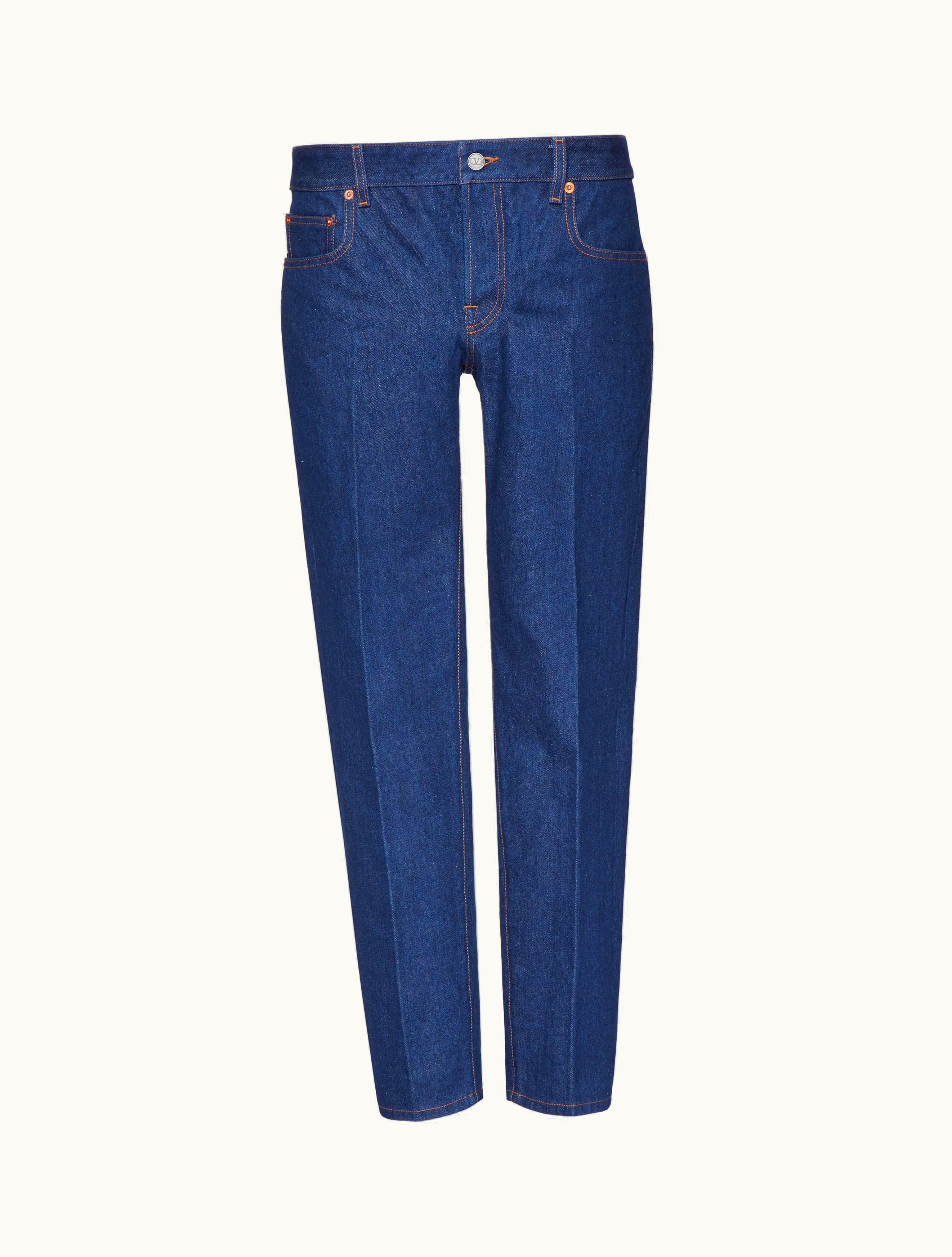 Valentino Denim Trousers With Maison Valentino Tailoring Label For Man In Denim