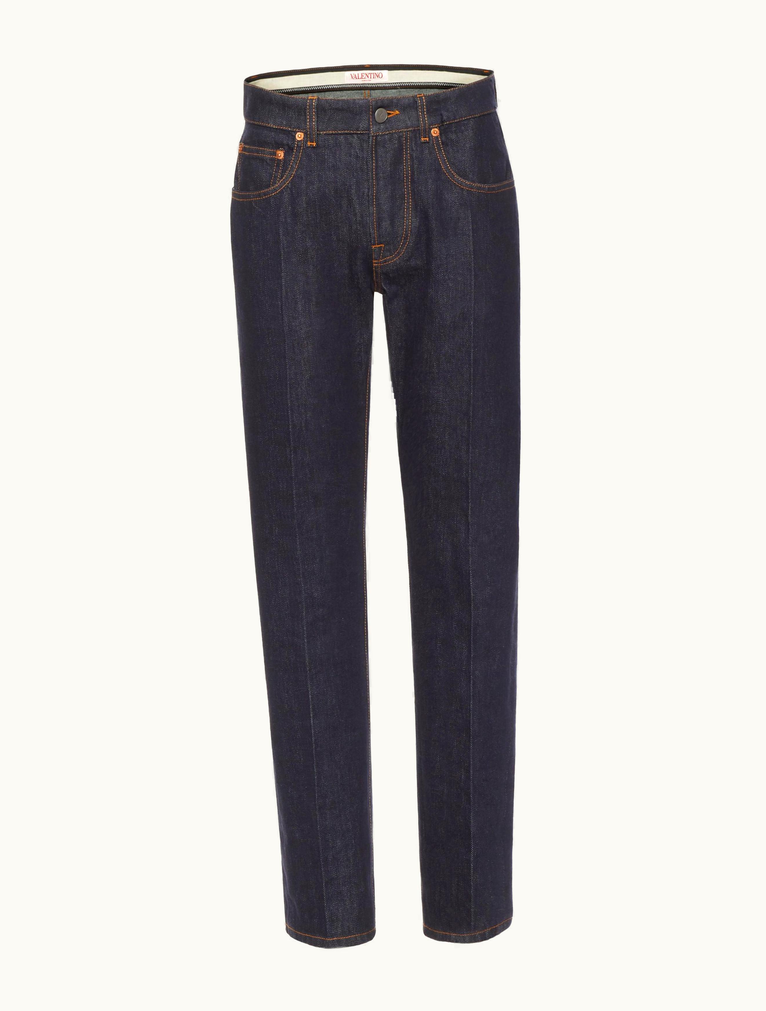 Valentino Denim Pants With Maison Valentino Tailoring Label For Man In Denim