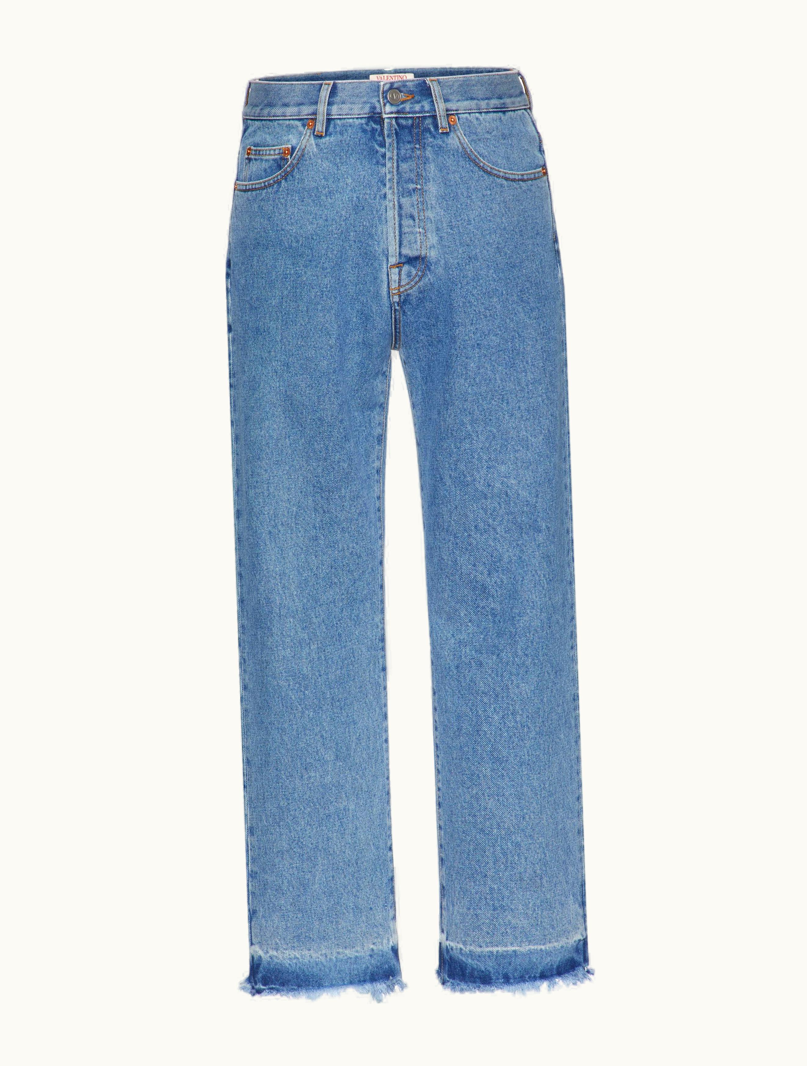 Valentino Valentino Denim Trousers For Man In Blue