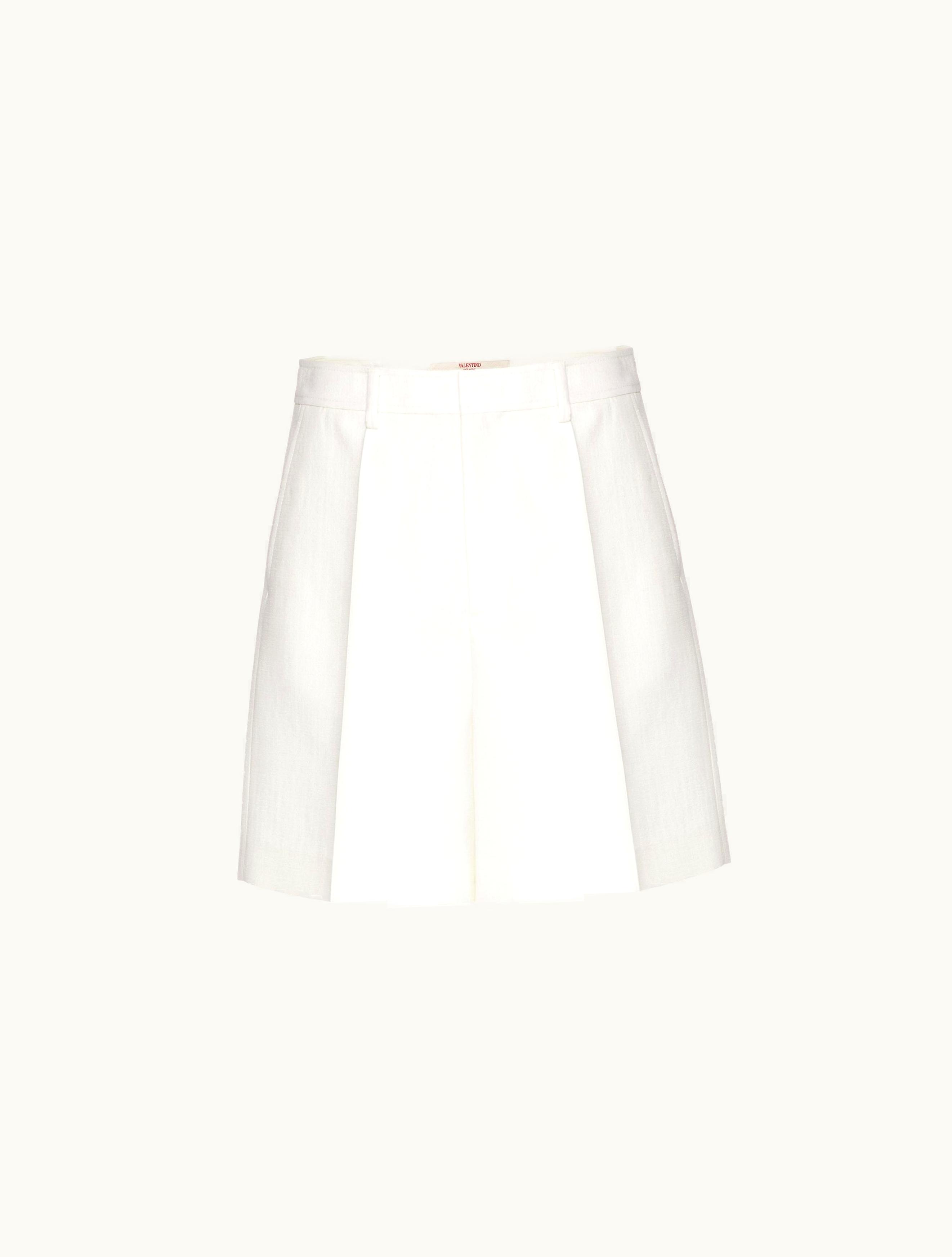 Valentino Valentino Wool And Silk Bermuda Shorts For Man In Ivory