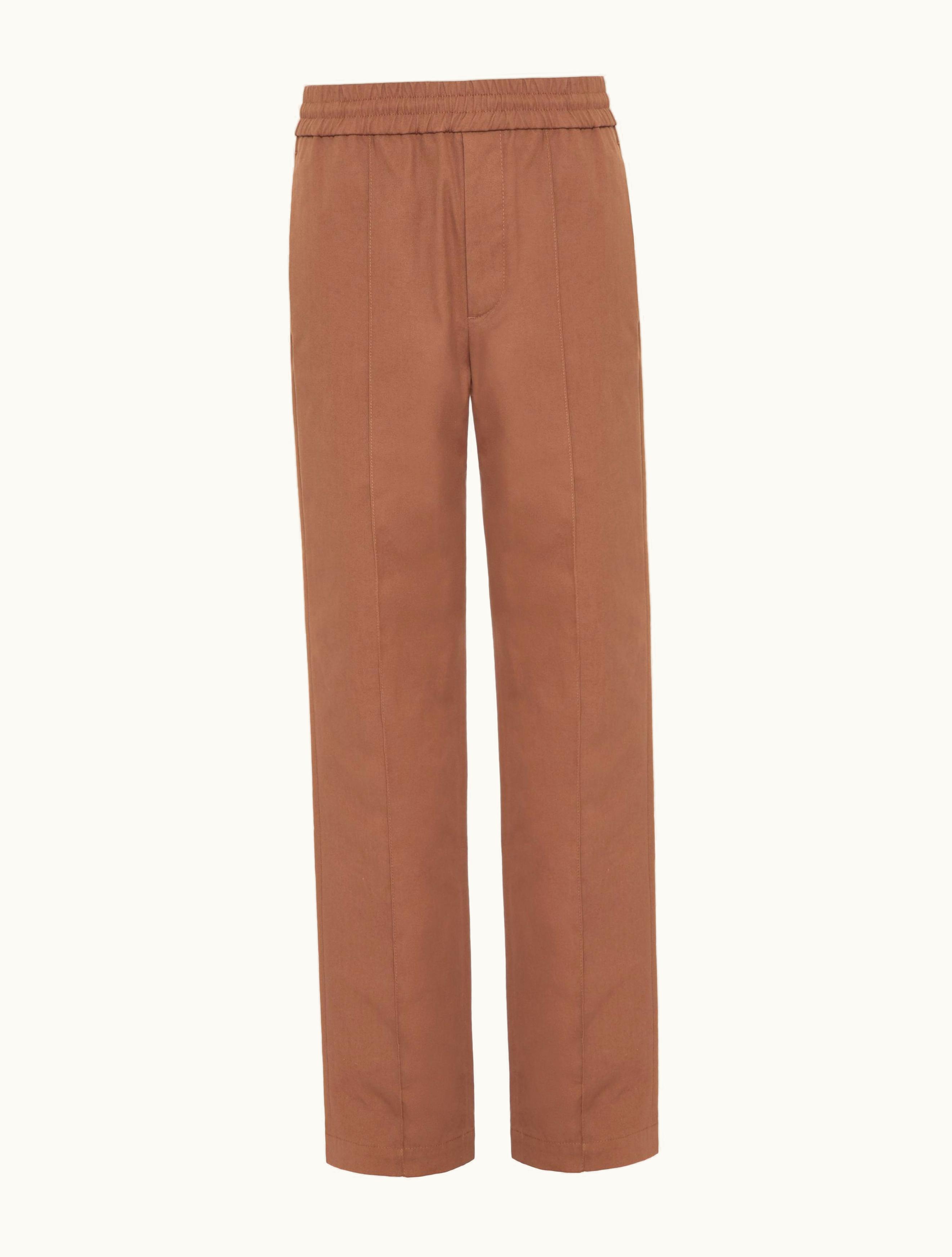 Valentino Valentino Stretch Cotton Canvas Trousers With Rubberised V Detail For Man In Clay