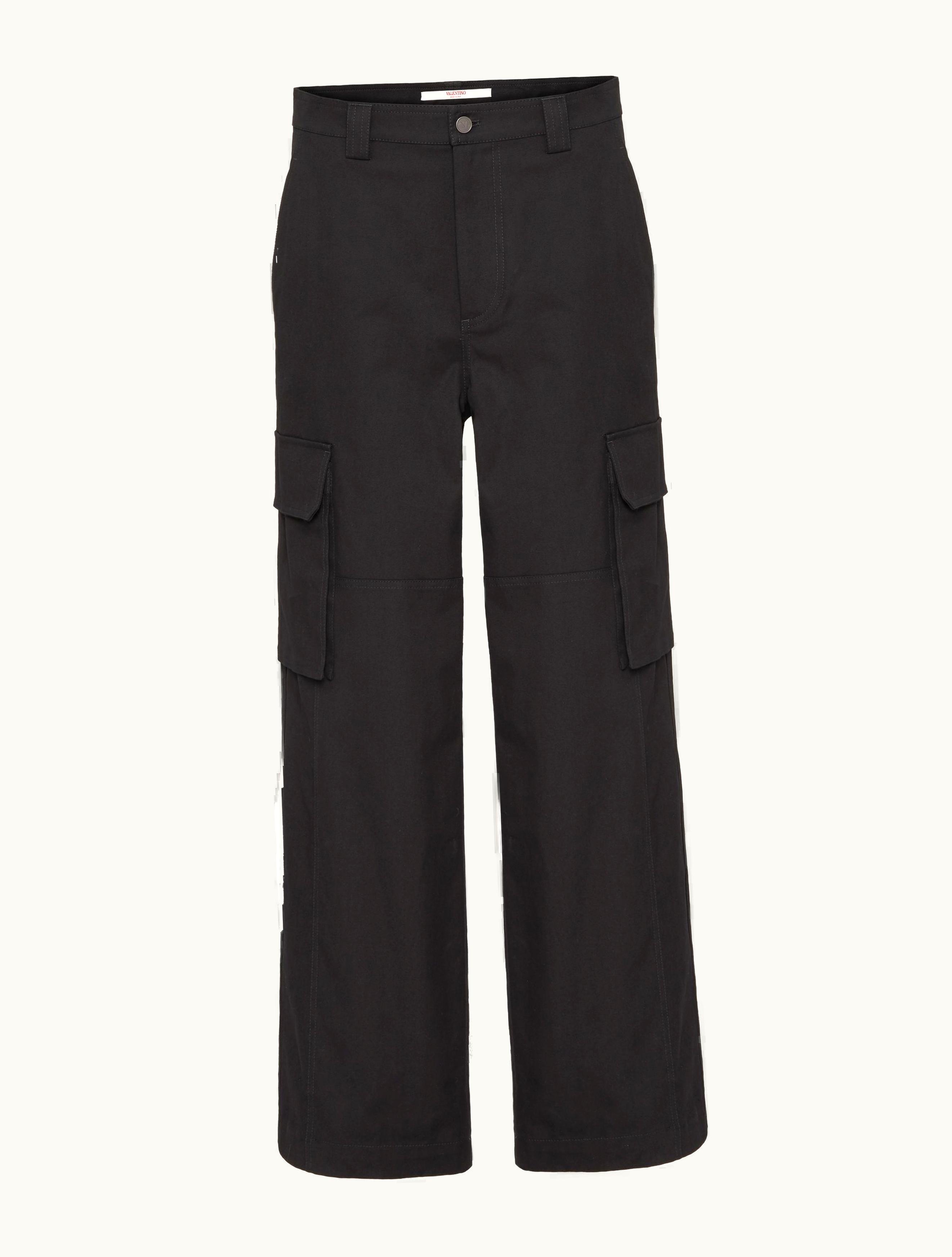 Valentino Valentino Stretch Cotton Canvas Cargo Trousers For Man In Navy