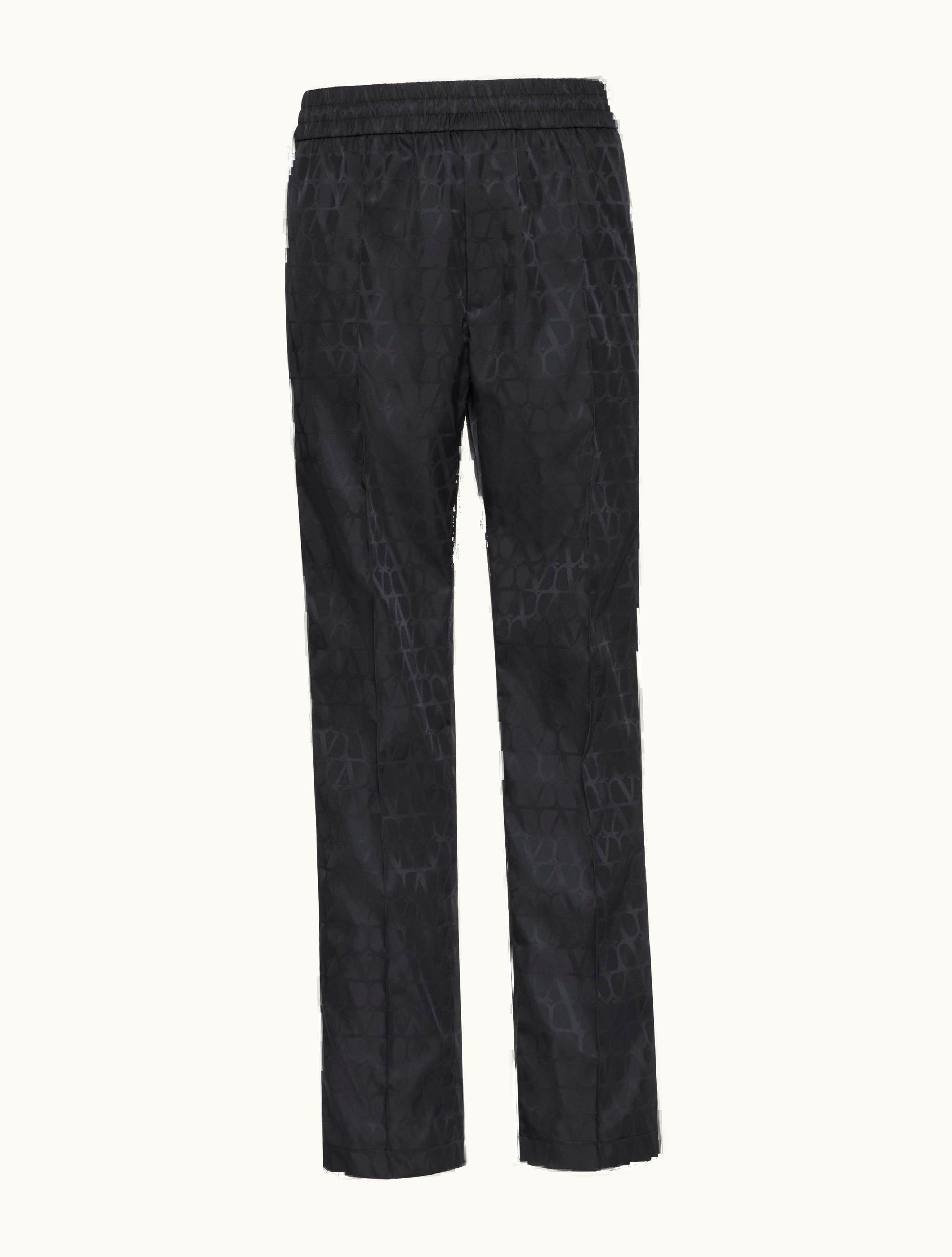 Valentino Valentino Nylon Trousers With Toile Iconographe Pattern For Man In Black