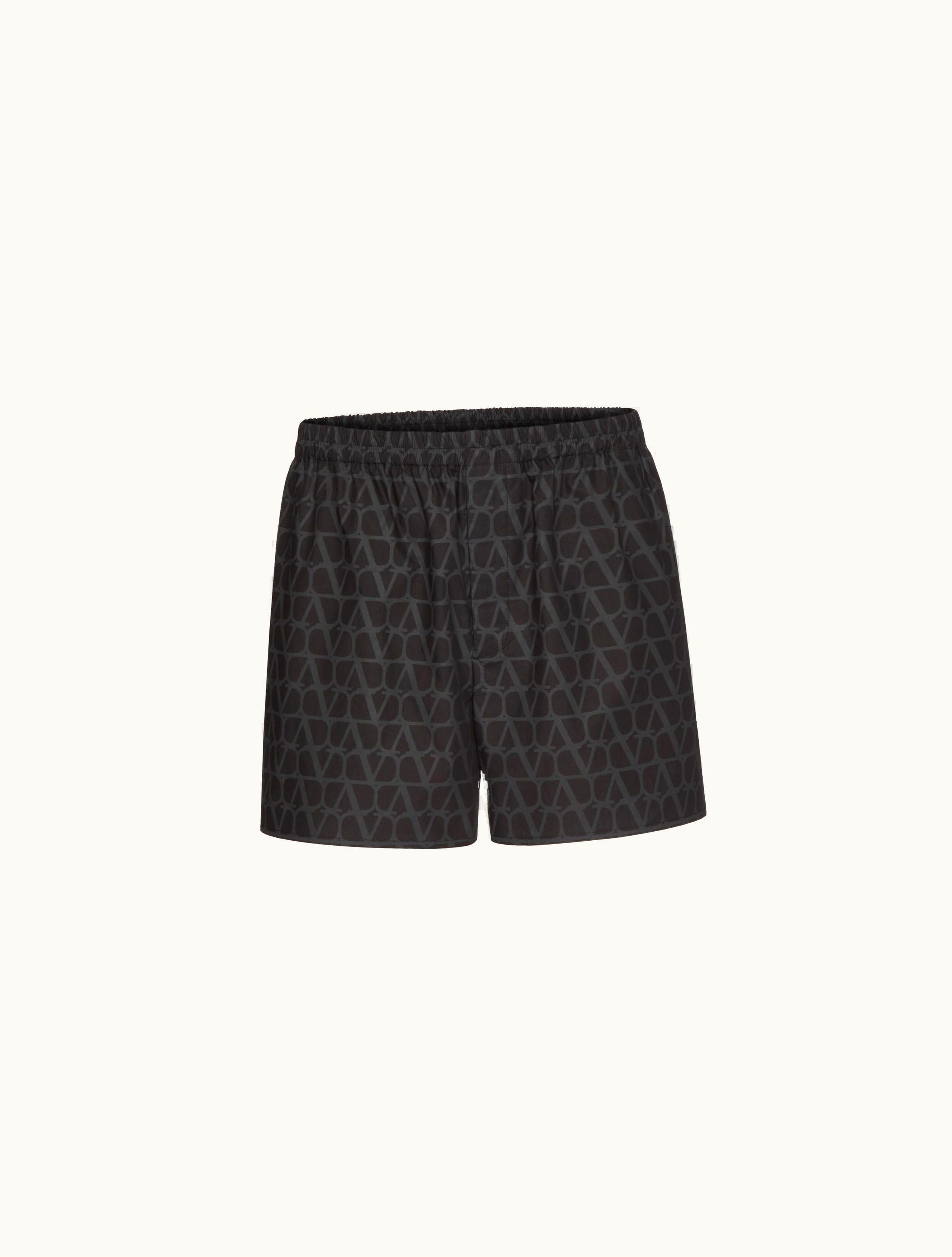 Valentino Valentino Cotton Shorts With Toile Iconographe Print For Man In Black