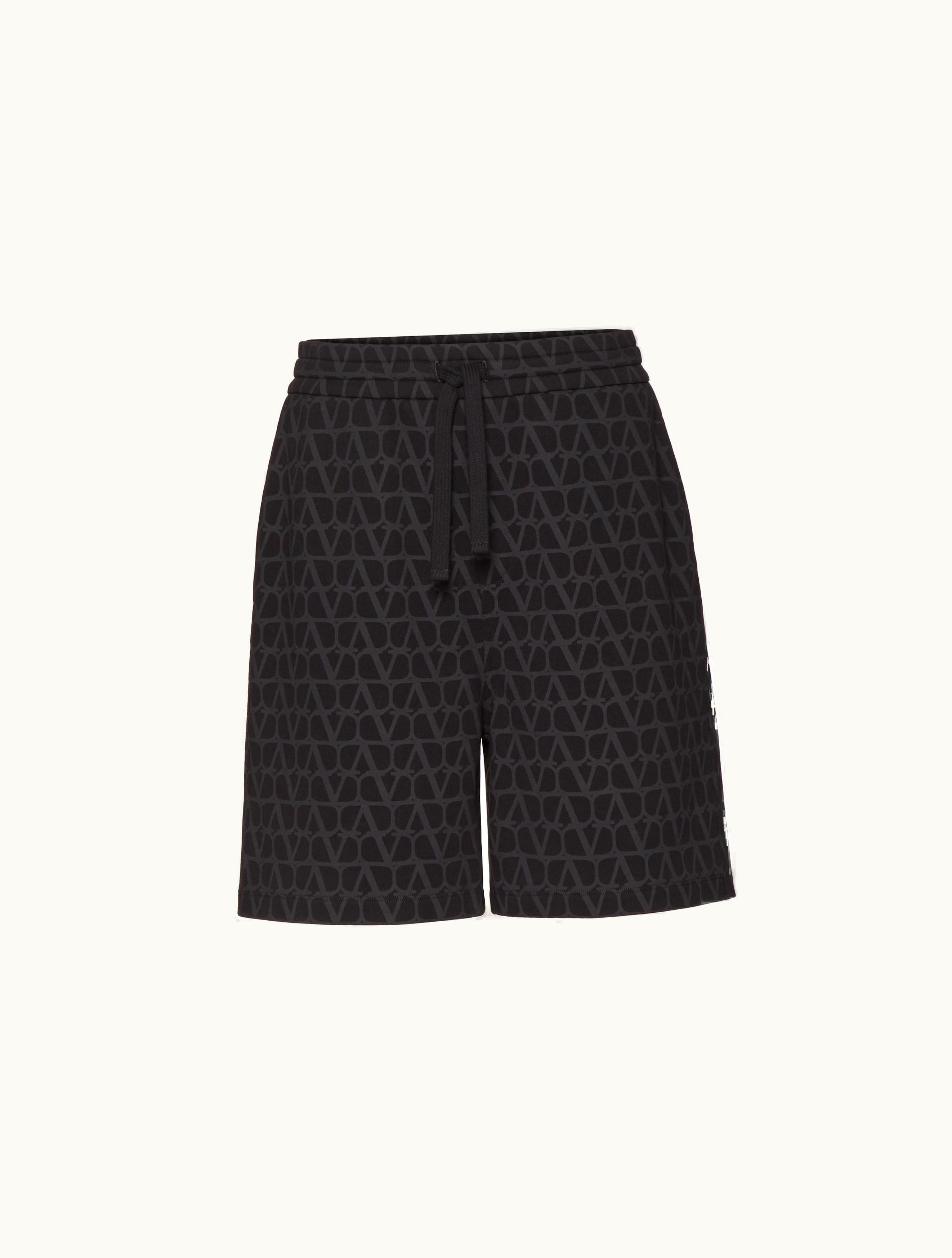 Valentino Valentino Toile Iconographe Print Cotton Bermuda Shorts For Man In Black