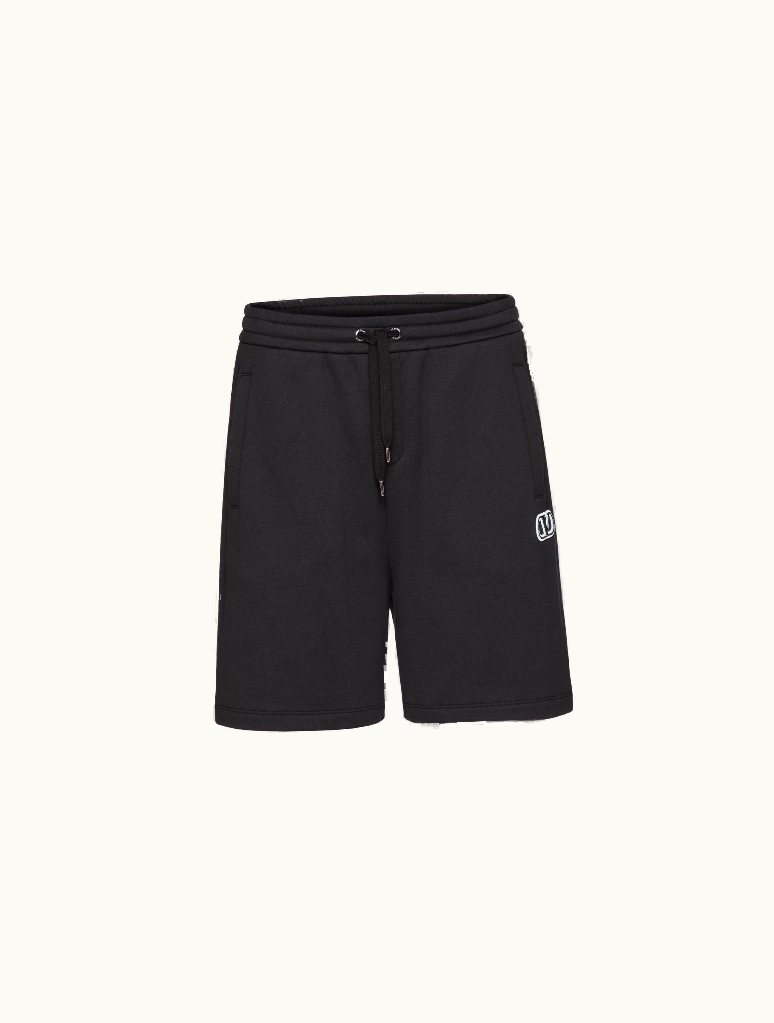 Valentino Valentino Technical Cotton Bermuda Shorts With Vlogo Signature Patch For Man In Black