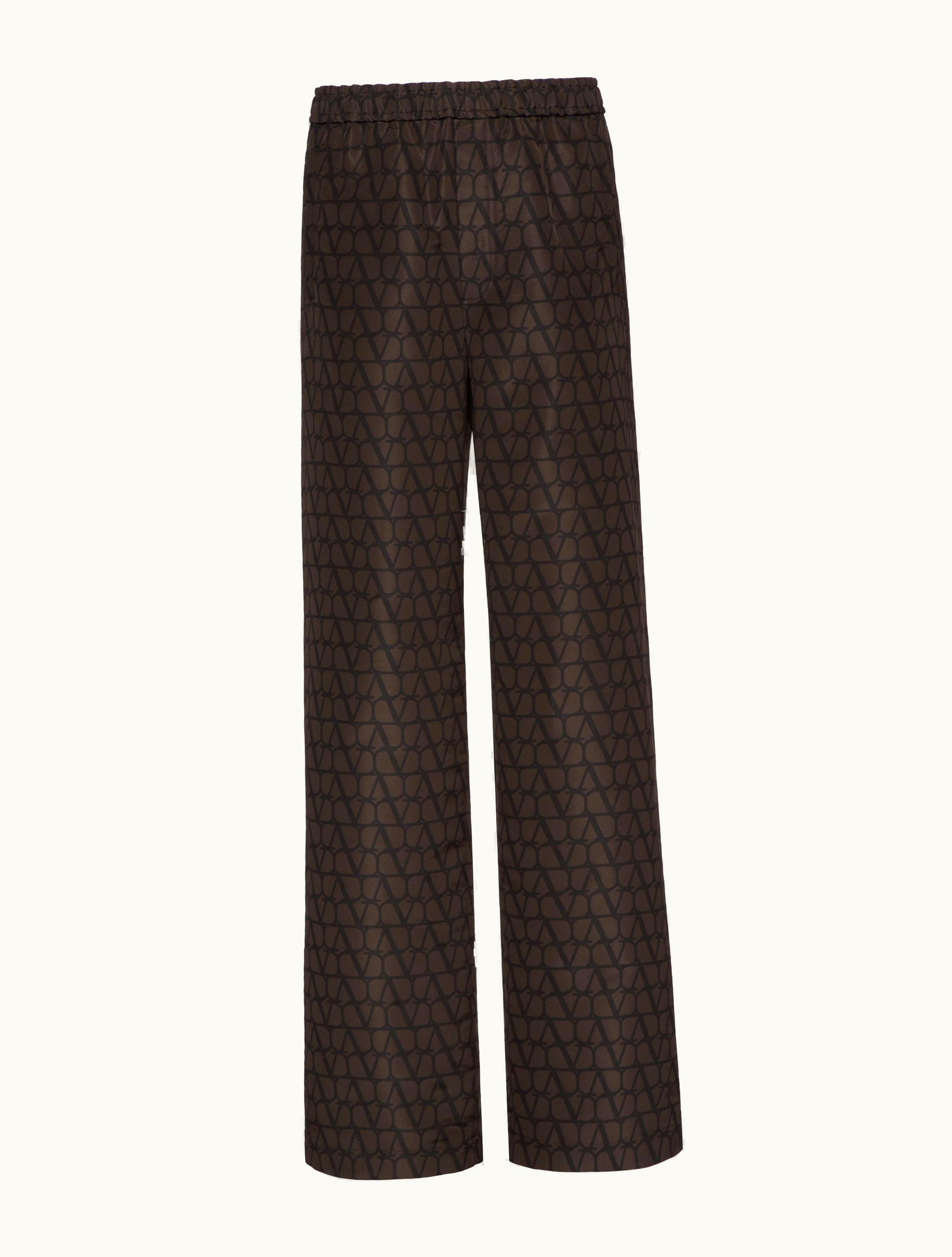 Valentino Valentino Cargo Trousers In Silk Faille With All-over Toile Iconographe Print For Man In Ebony / Black