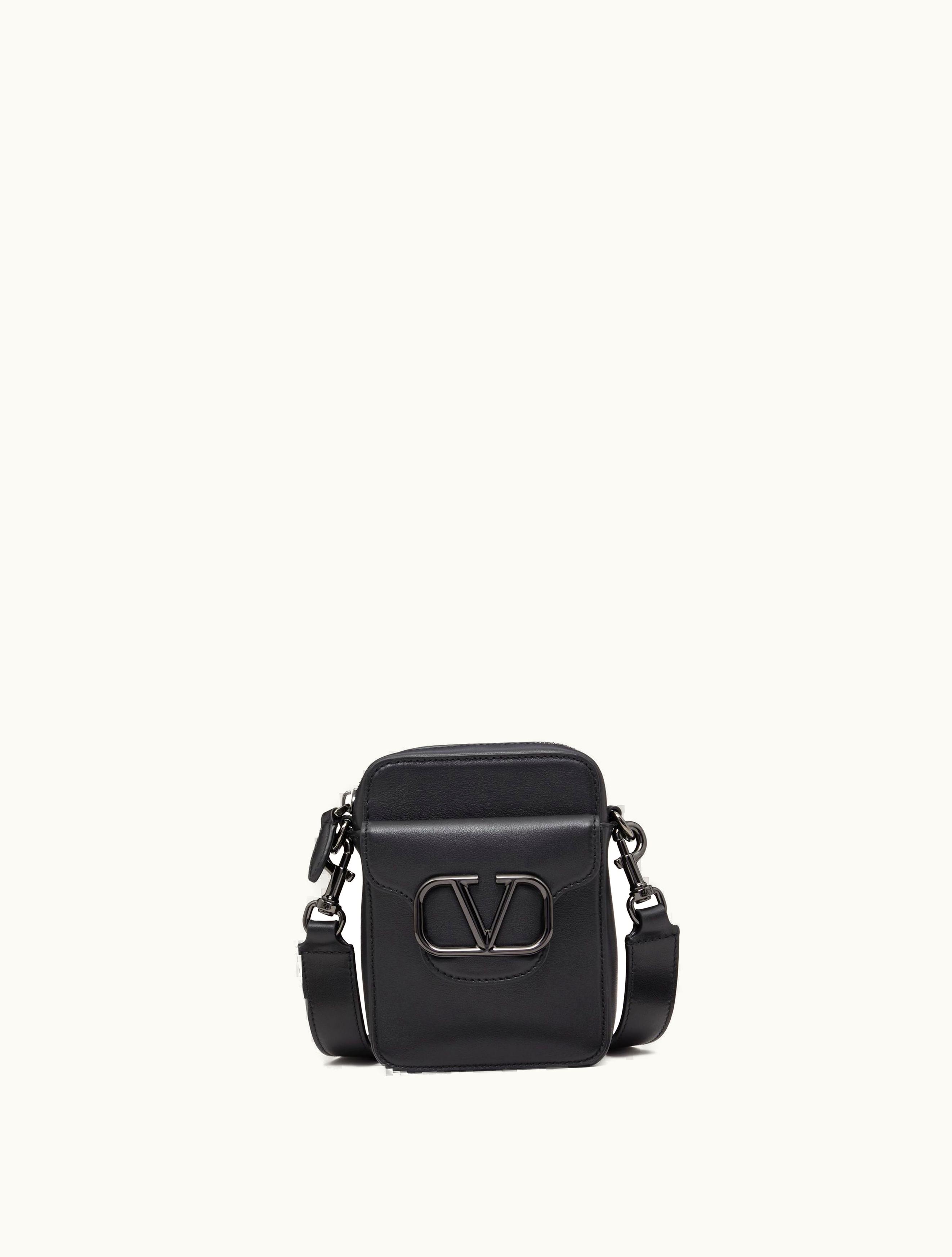 Valentino Valentino Mini Locò Crossbody Calfskin Bag For Man In Grey GREY