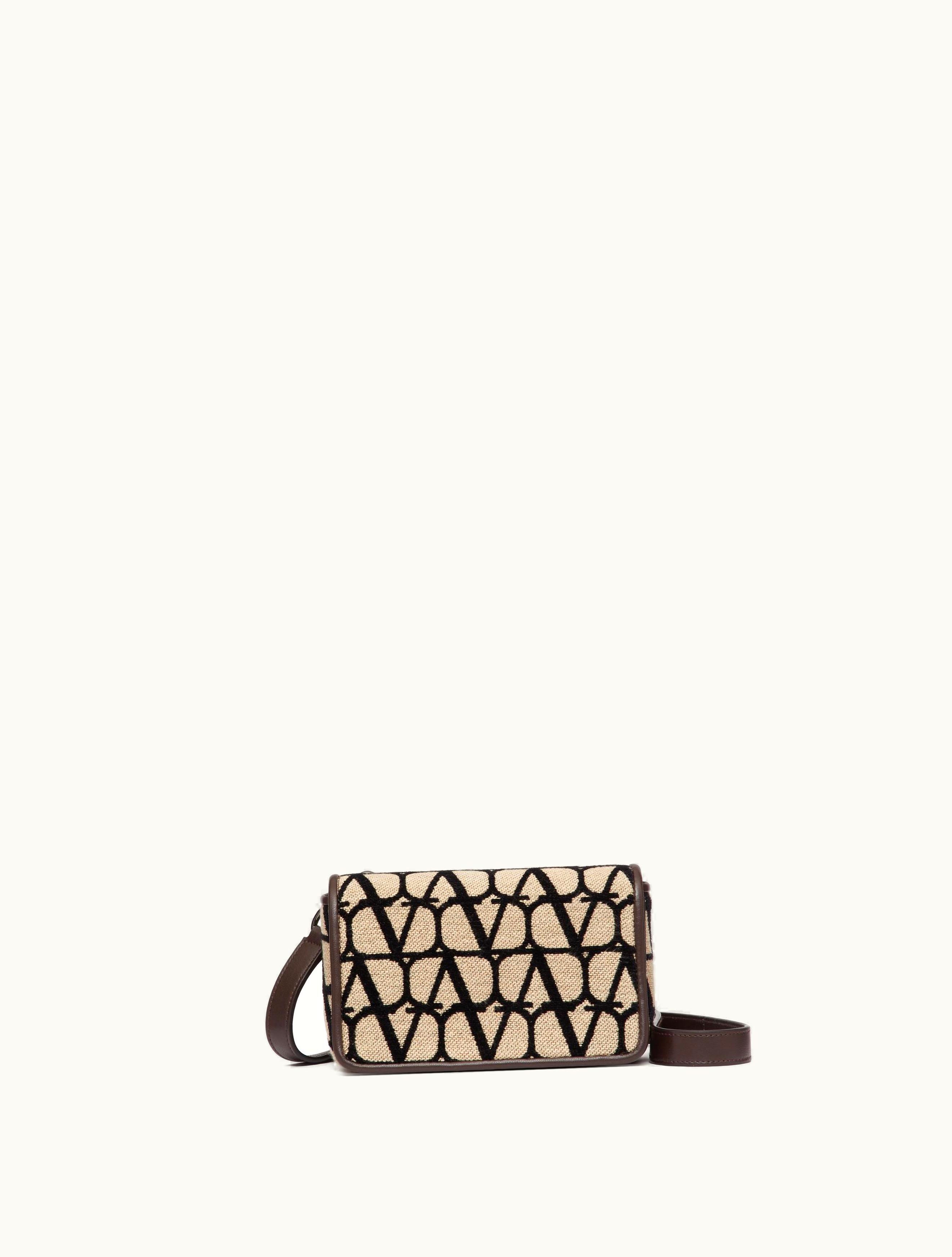 Valentino Valentino Toile Iconographe Shoulder Strap Pouch With Leather Details For Man In Beige / Black