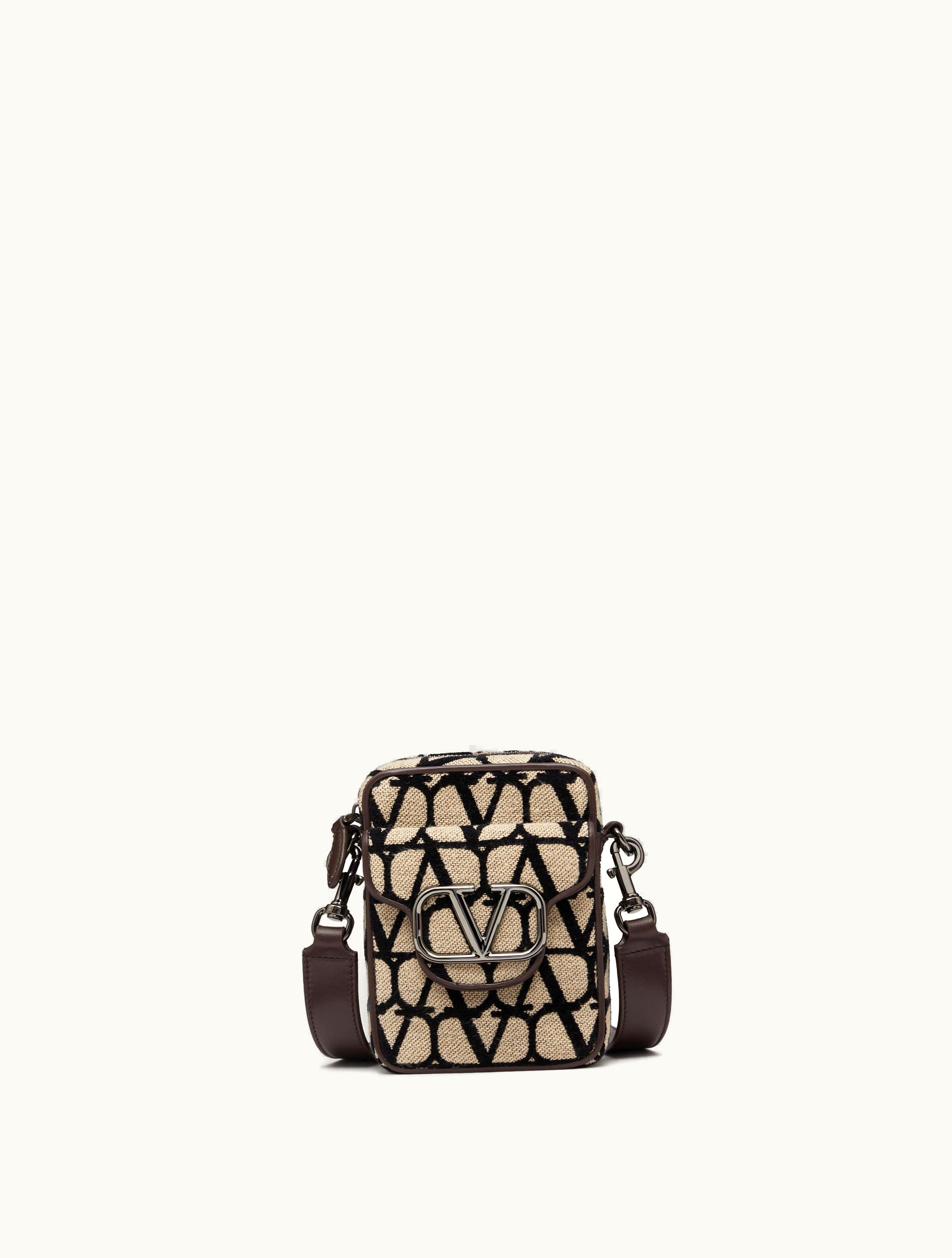 Valentino Valentino Mini Locò Toile Iconographe Shoulder Bag For Man In Beige / Black BEIGE/BLACK