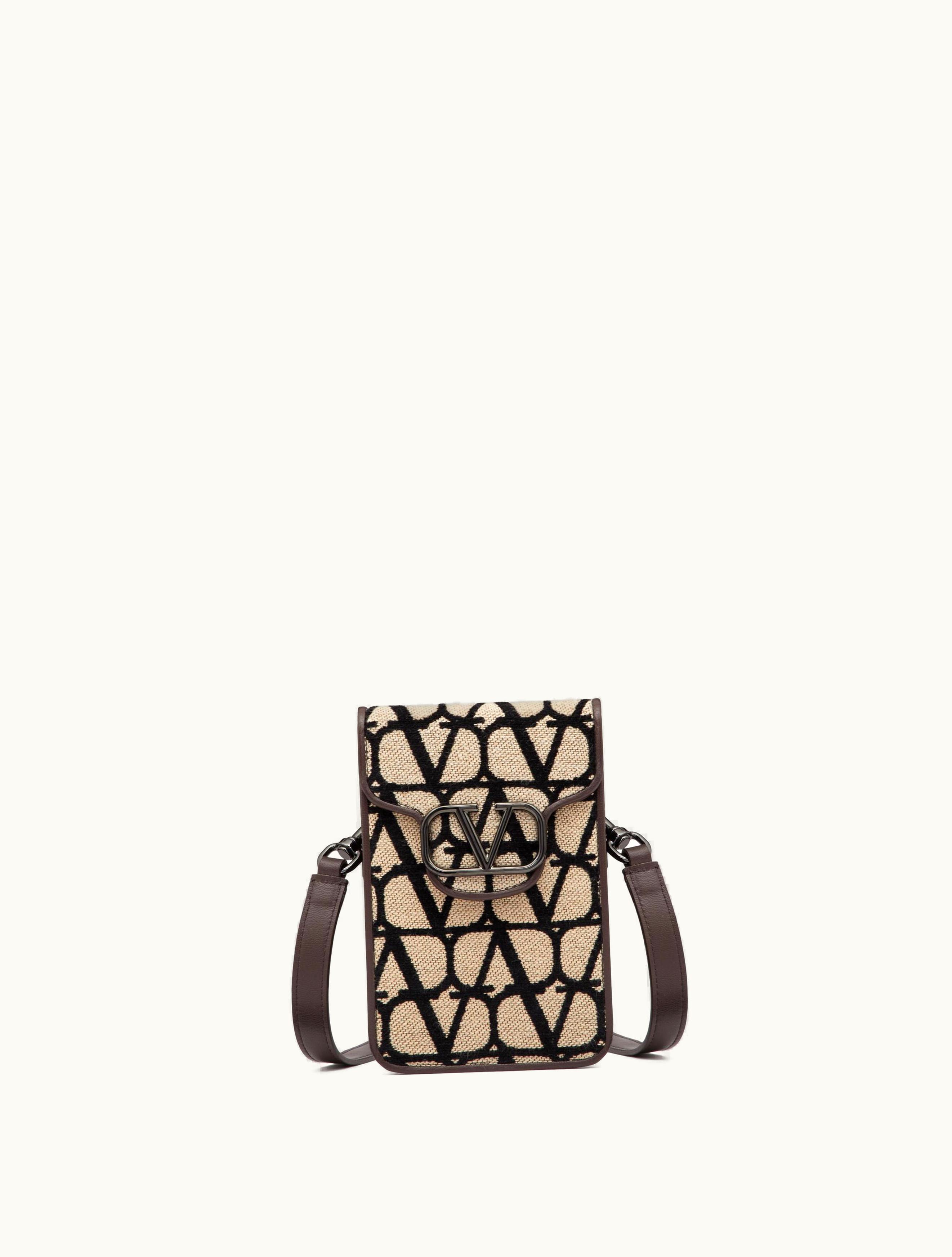 Valentino Valentino Loco' Toile Iconographe Cross Body Mini Bag For Man In Beige / Black