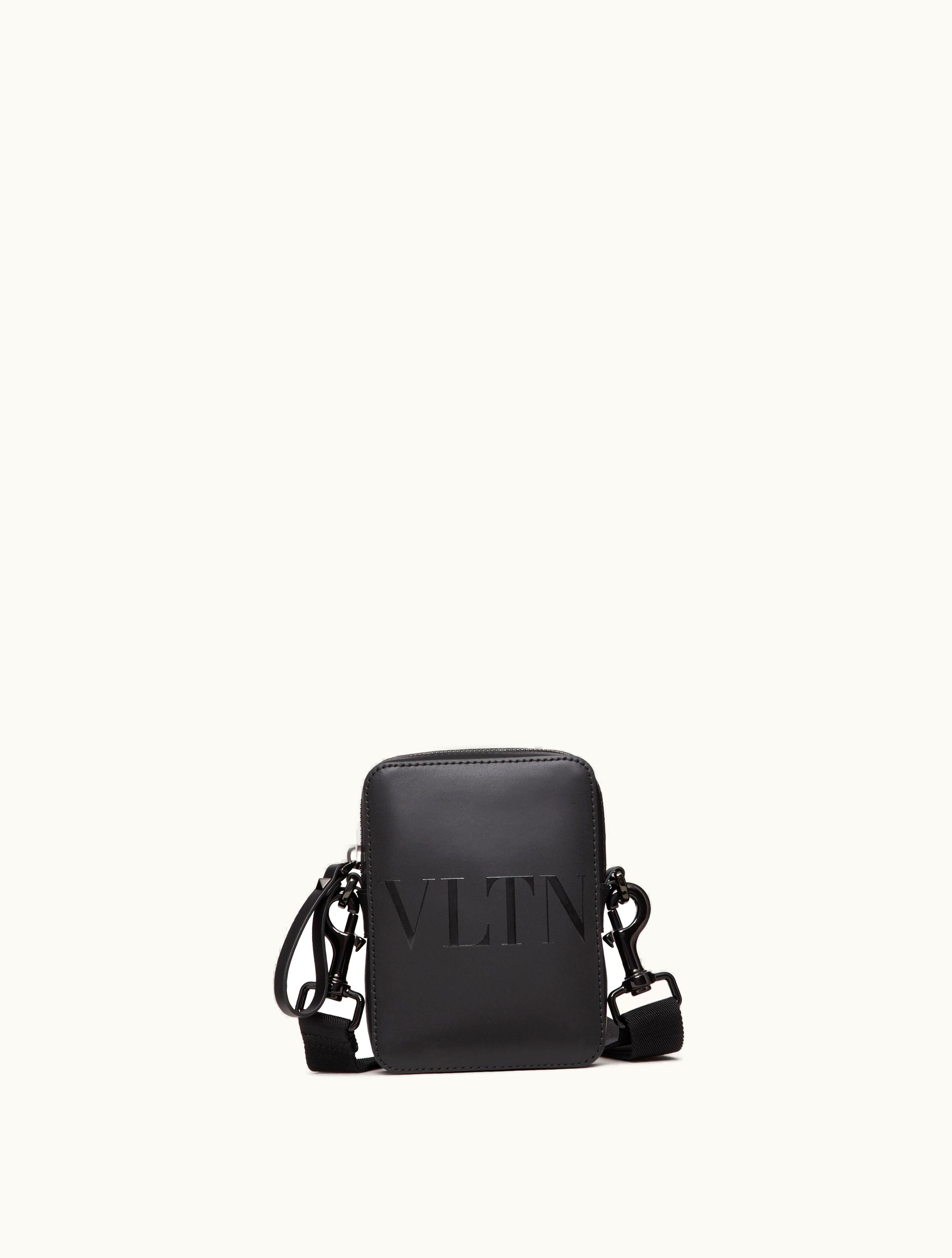 Valentino Valentino Small Vltn Leather Crossbody Bag For Man In Black