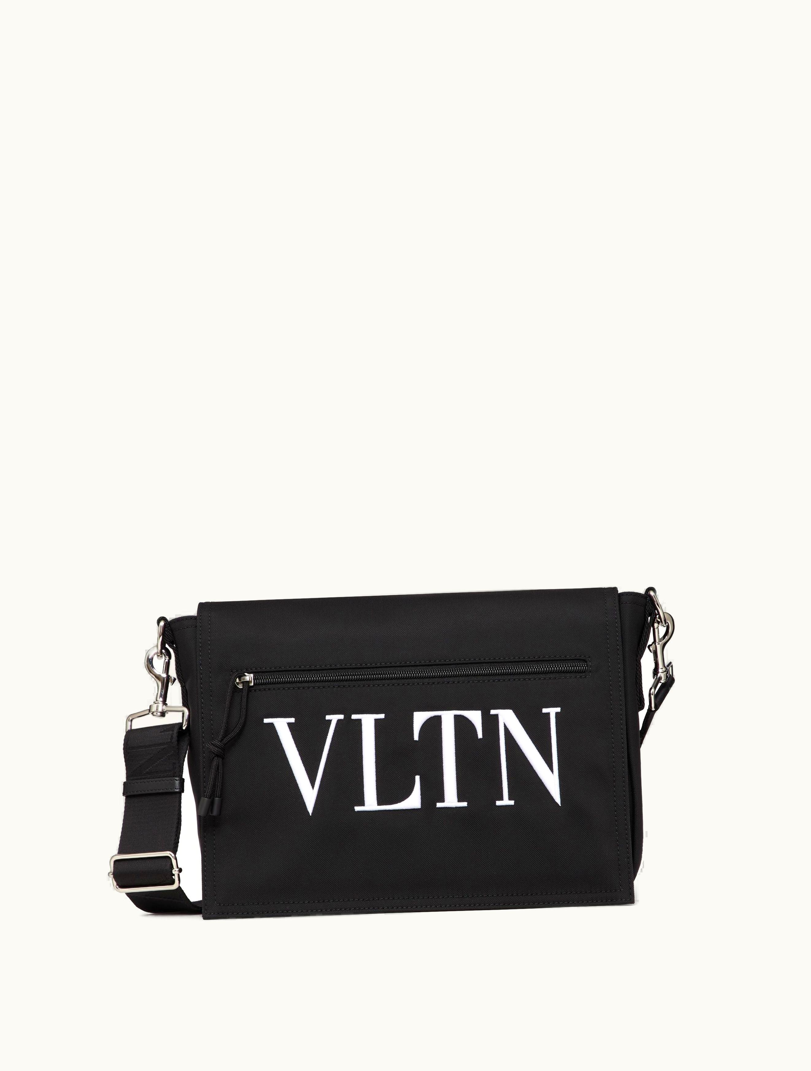 Valentino Valentino Vltn Nylon Messenger Bag For Man In Black / White
